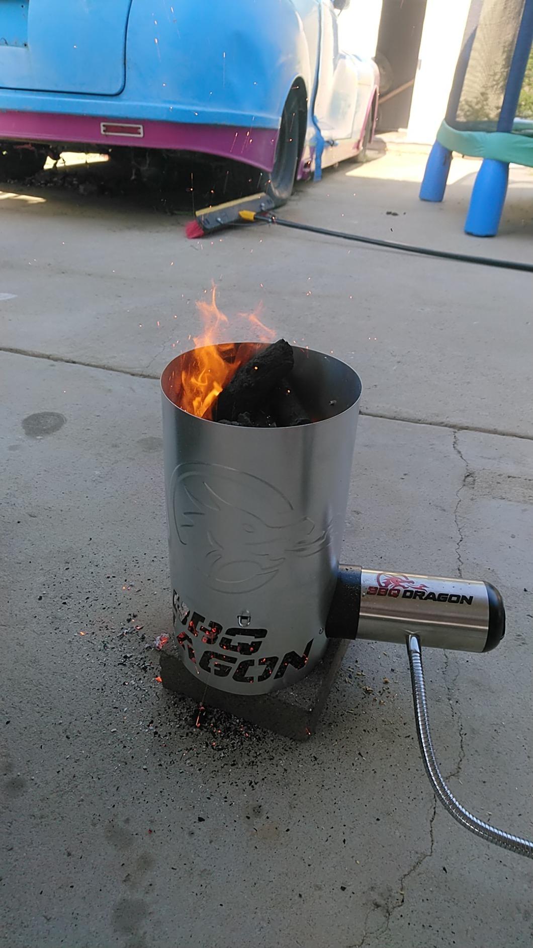 BBQ Dragon Chimney of Insanity XL Charcoal Starter - Field & Stream Best Overall Charcoal Chimney - Largest Charcoal Chimney Available - Ready-to-Cook Coals in About 3 Minutes with BBQ Dragon Fan customer photo 1