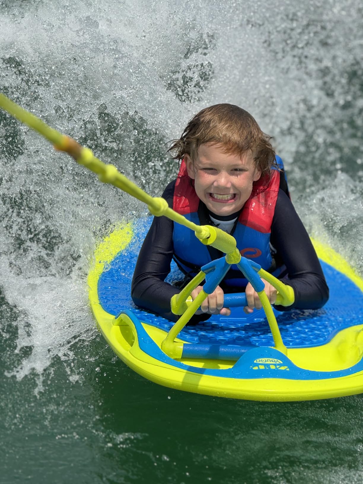 ZUP YouGo Board and Handle Combo with EVA Foam Padding, All-in-One Kneeboard, Wakeboard, Wakeskate, and Wakesurf Board for Kids, Teens, and Adults, 57