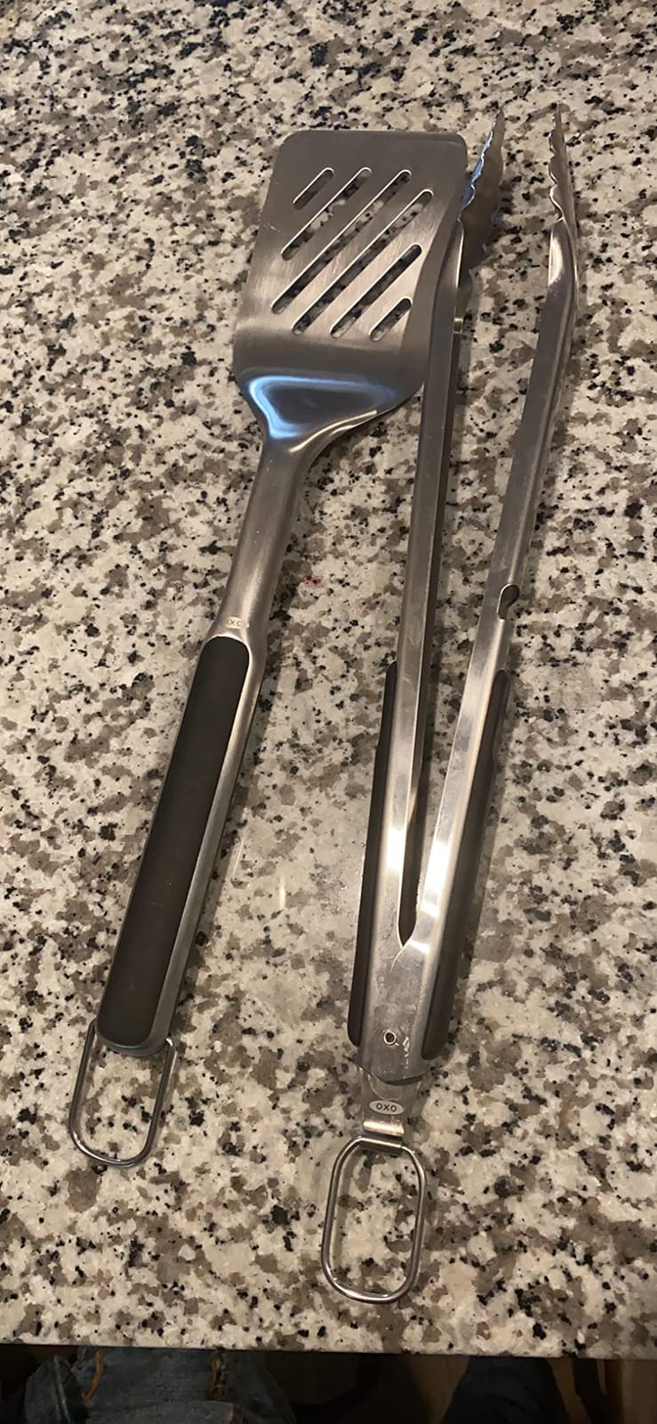 OXO Outdoor Grilling Turner and Tongs Set | Grilling Spatula and Tongs, Beveled Head Slides Under Food, Non-Slip Grip, Hanging Ring, Ideal for Grilling & BBQ customer photo 2