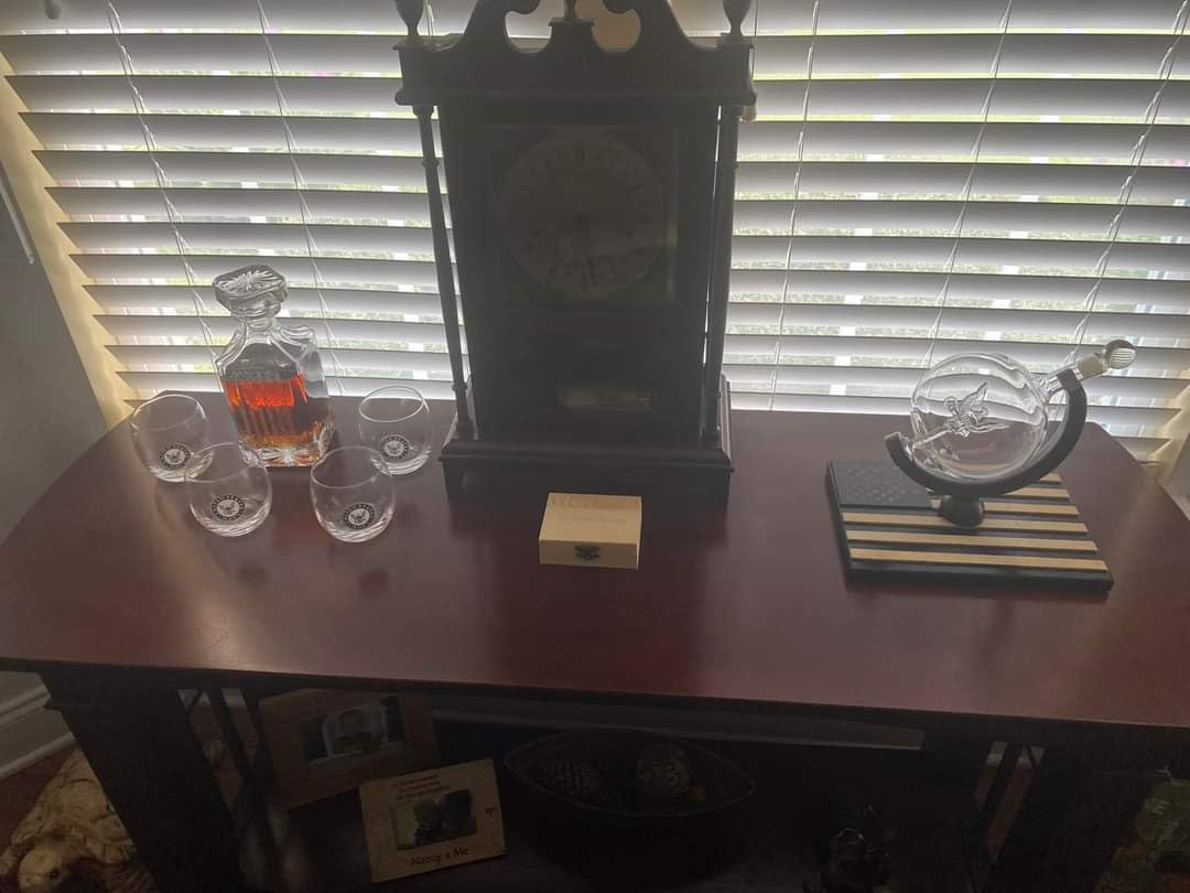 U.S. Navy Globe Whiskey Decanter Set with 4 Liquor Glasses - Veteran Gift Set with Wood Base and 9 Whiskey Stones - Present for Men, U.S.A Flag - Bourbon and Scotch Military customer photo 1