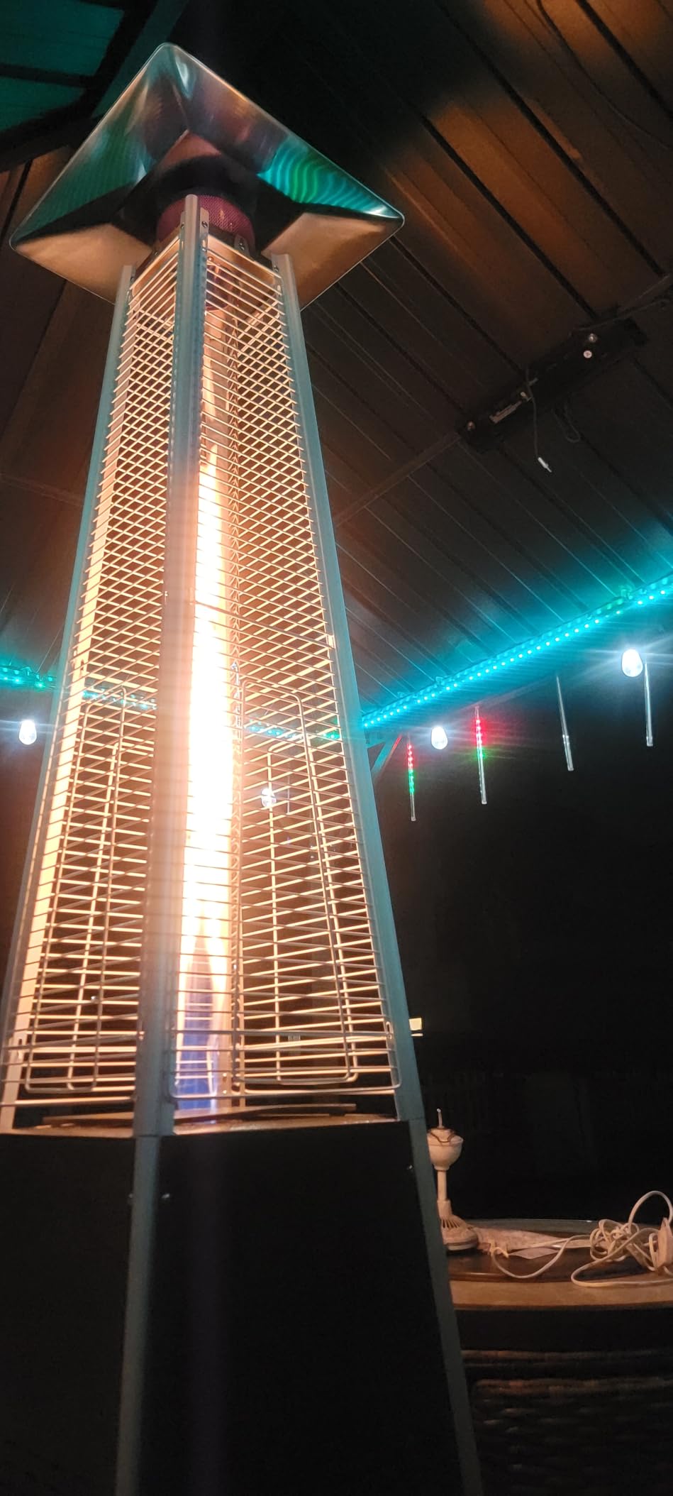 Pamapic Patio Heater, 48,000 BTU Pyramid Flame Outdoor Heater with Cover, Quartz Glass Tube, 87