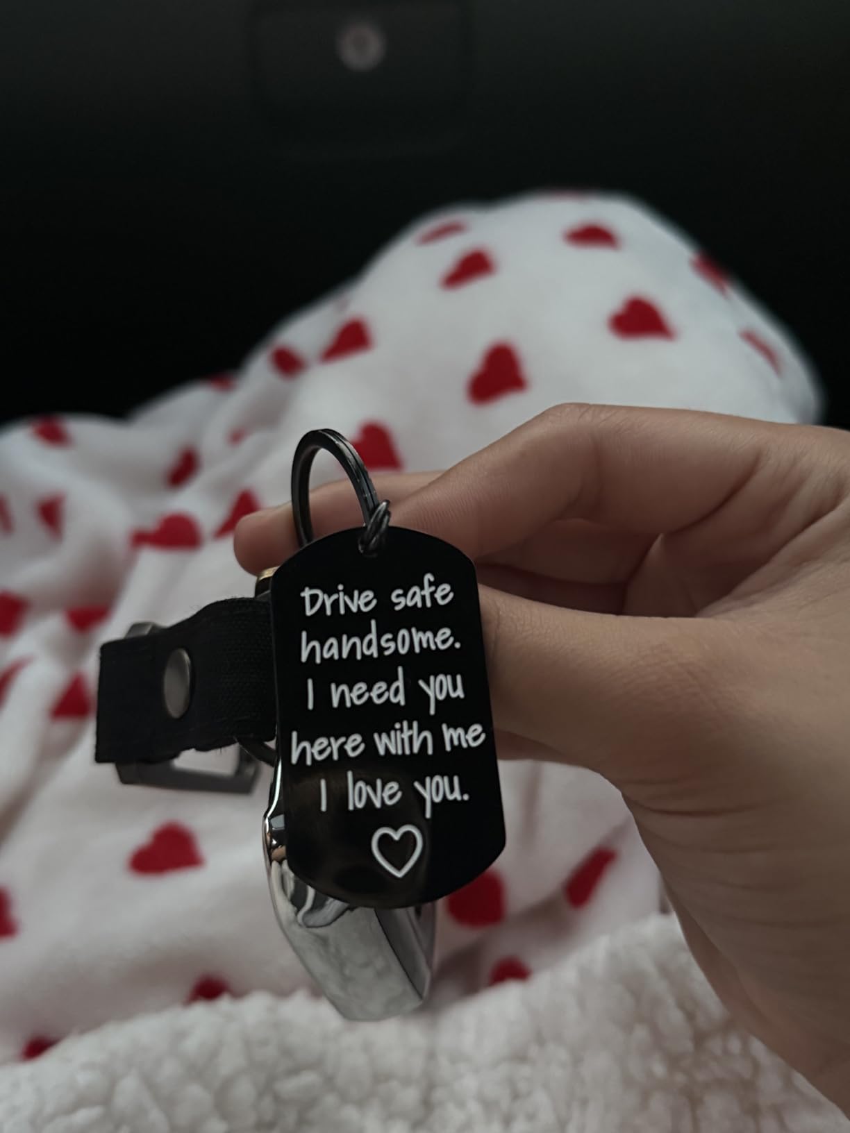 iWenSheng Drive Safe Keychain for Boyfriend Husband - Drive Safe Handsome I Need You Here With Me Keyring, Birthday Valentine's Day Gifts for Him Men customer photo 1