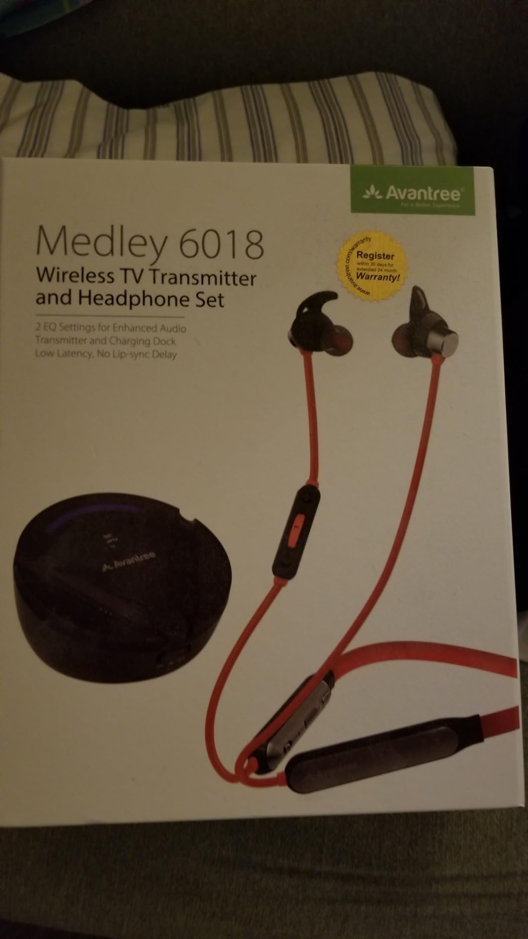 Avantree Medley Clear Wireless Earbuds for TV with Transmitter and Dock | Clear Dialogue, Enhanced Volume, Soundbar Passthrough, 20-Hour Battery Life, and a Comfortable Neckband customer photo 2