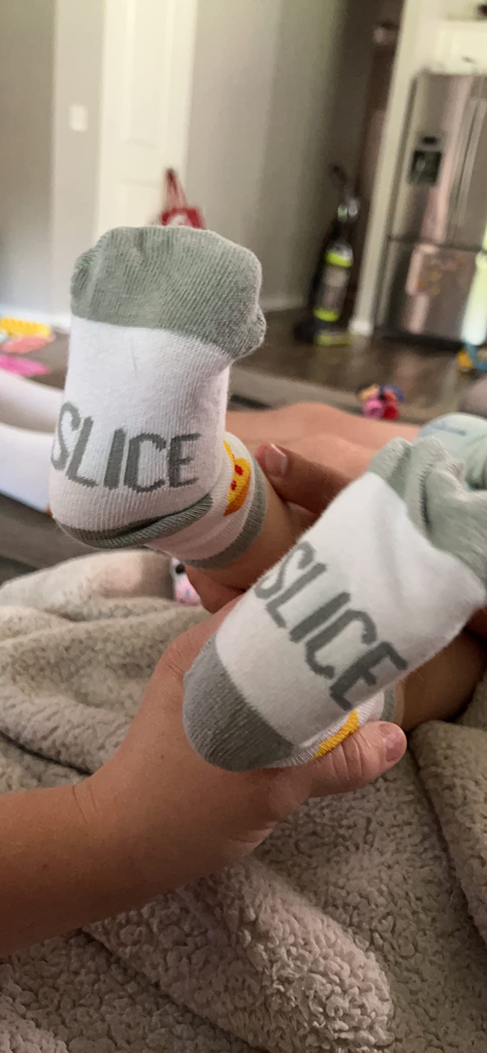 Pearhead Dad And Baby Matching Pizza Sock Set | Parent And Baby Socks, New Dad Gift, Baby Keepsake customer photo 2