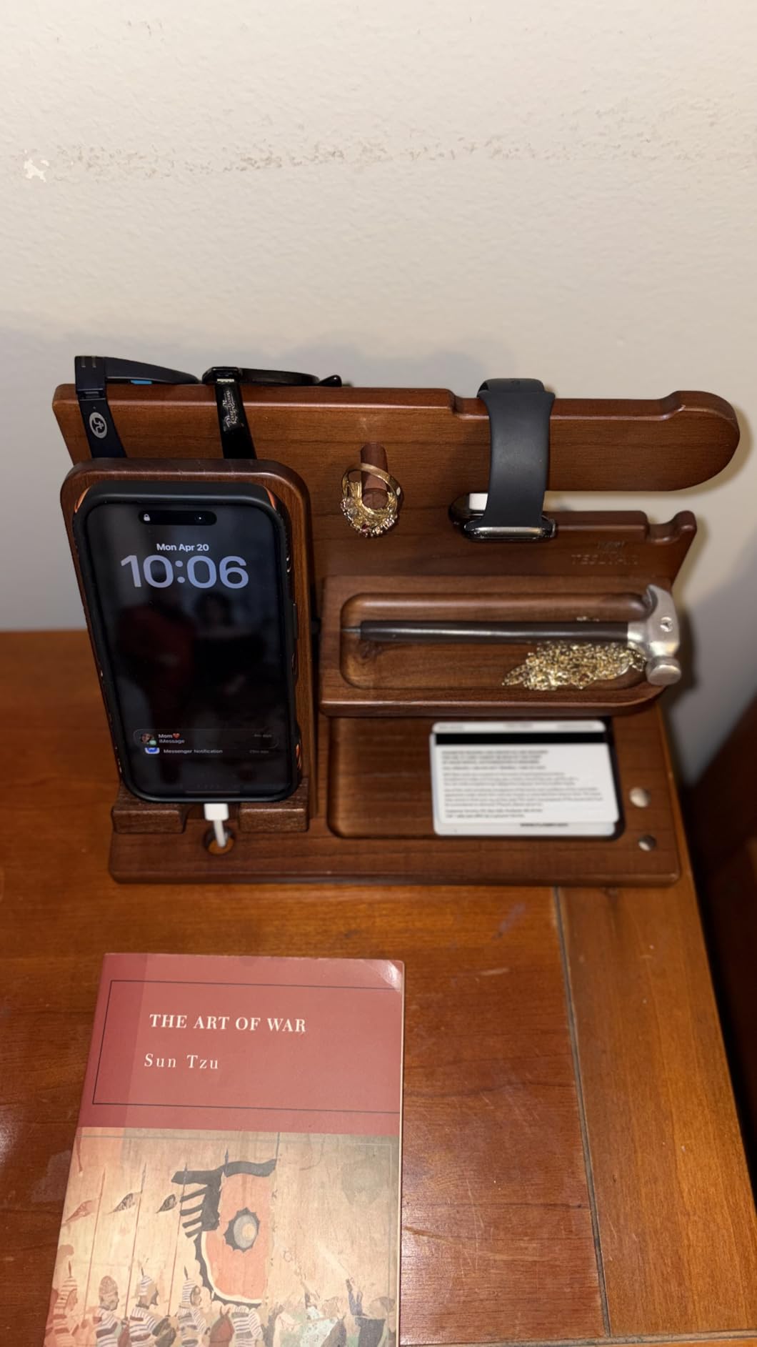 TESLYAR Wood Phone Docking Station for Men - Desk or Nightstand Organizer - Birthday Gifts for Husband, Dad - Anniversary Idea from Wife - Key Holder, Stand Wallet, Watch & Essentials customer photo 2