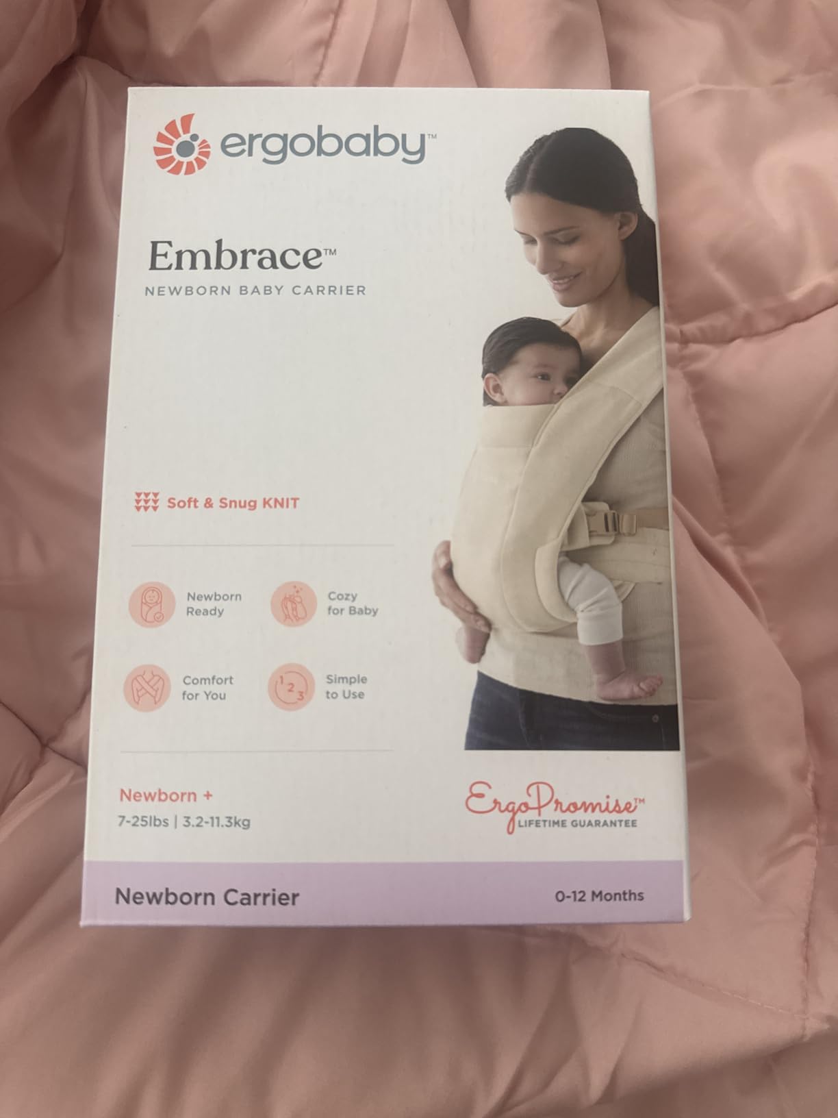 Ergobaby Embrace Newborn Baby Carrier for Infants 0-12 Months (7-25 lbs) - Ergonomic 2-Position Infant Carrier with Head and Neck Support, Hip-Healthy Positioning - Cream customer photo 2