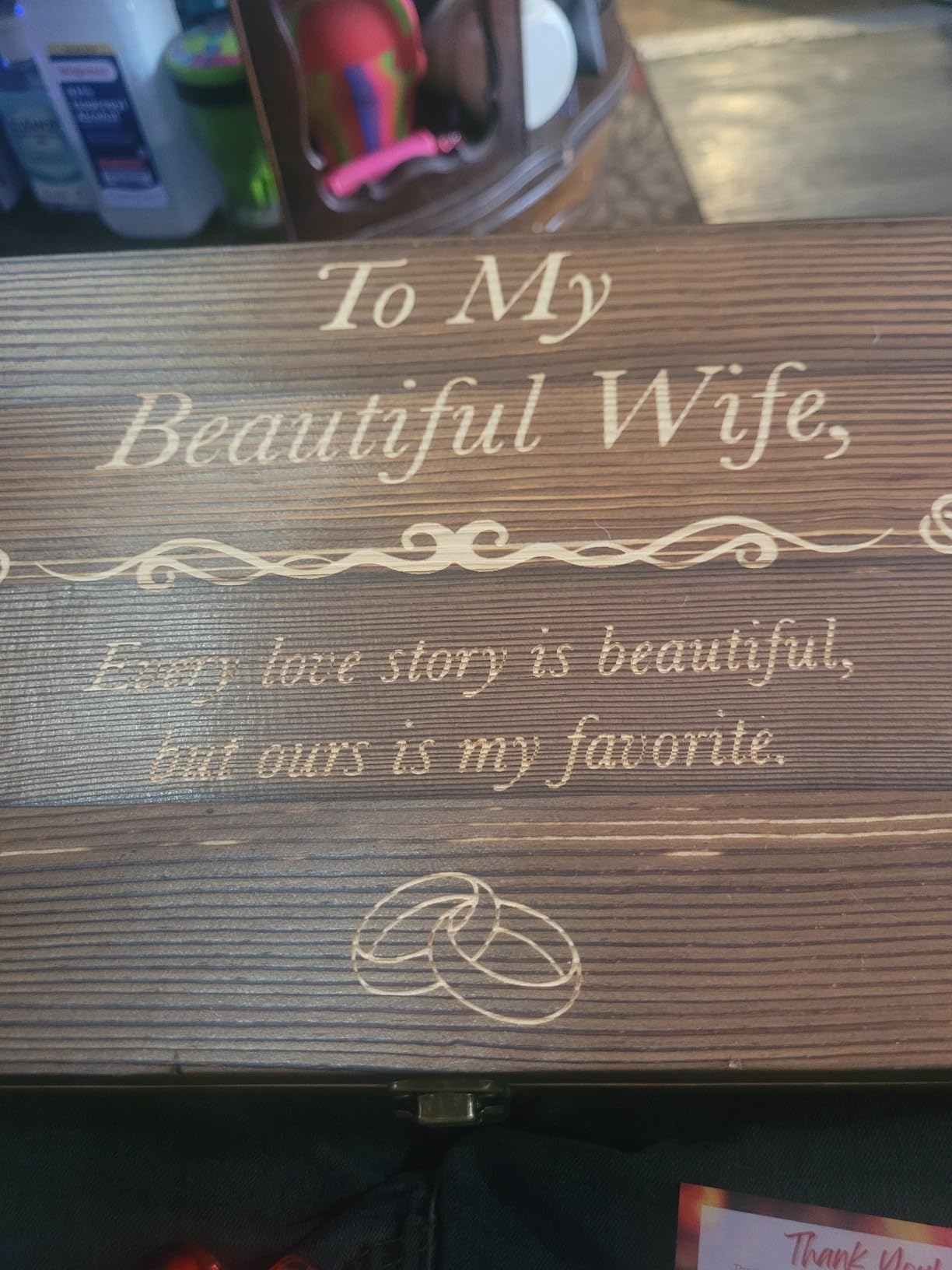 GreenCor Anniversary for Wife Engraved Wooden Gift Set 'To My Beautiful Wife' Includes Crystal Engraved Heart 24K Gold Dipped Rose for Birthday Gifts customer photo 2
