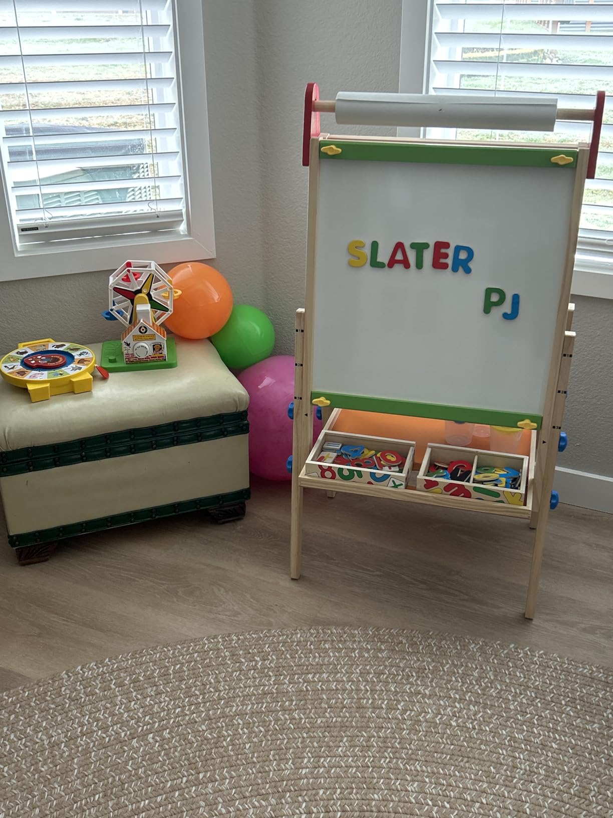 Tiny Land Wooden Easel for Kids, Art Easel with Chalkboard & Whiteboard | Sturdy solid pine frame, 2 drawing paper rolls, Double-sided board, 3 adjustable heights, Art Learning Toy for Ages 3-12 customer photo 1