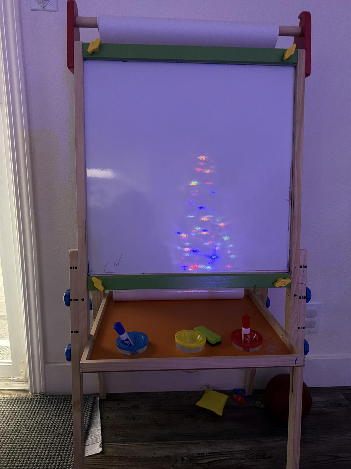 Tiny Land Wooden Easel for Kids, Art Easel with Chalkboard & Whiteboard | Sturdy solid pine frame, 2 drawing paper rolls, Double-sided board, 3 adjustable heights, Art Learning Toy for Ages 3-12 customer photo 2