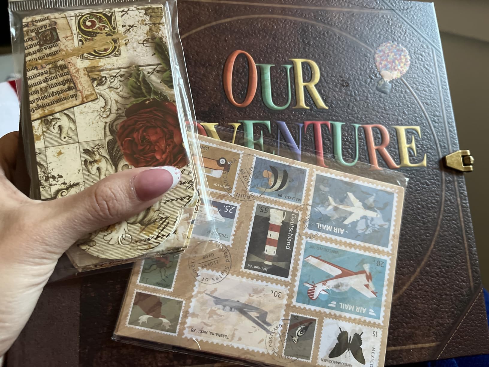 JIMBON Our Adventure Book Scrapbook Photo Album Retro Style Embossed Letter Cover Travel Diary Journal Scrap Book Kit For Couples, Memory Book For Anniversary Wedding customer photo 2