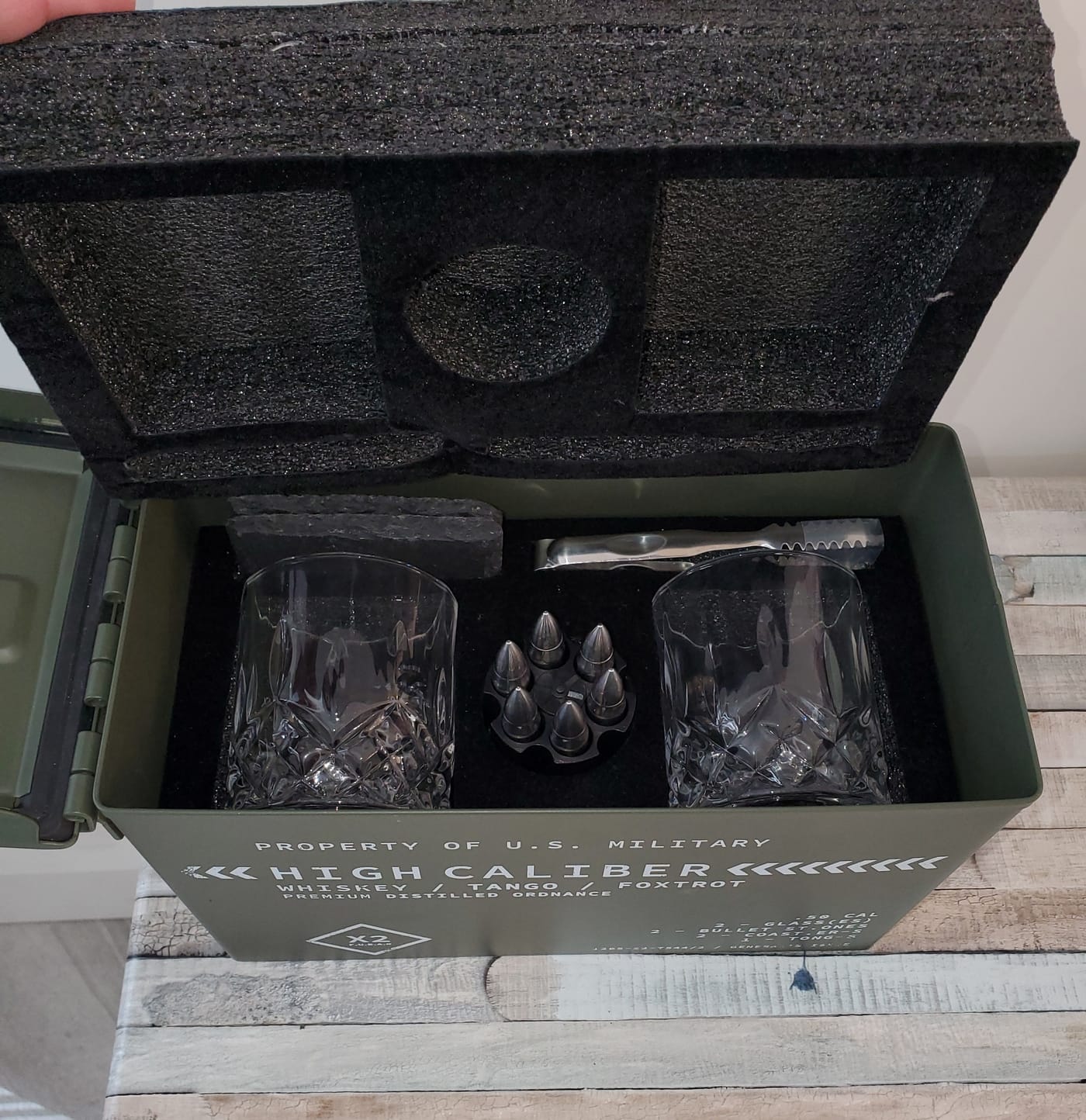 Titan LSO Whiskey Glasses and Stones in Unique Tactical Box Display | Bourbon Cocktail Cups, Coasters and Tongs | Gifts for Men | Glass Set customer photo 1