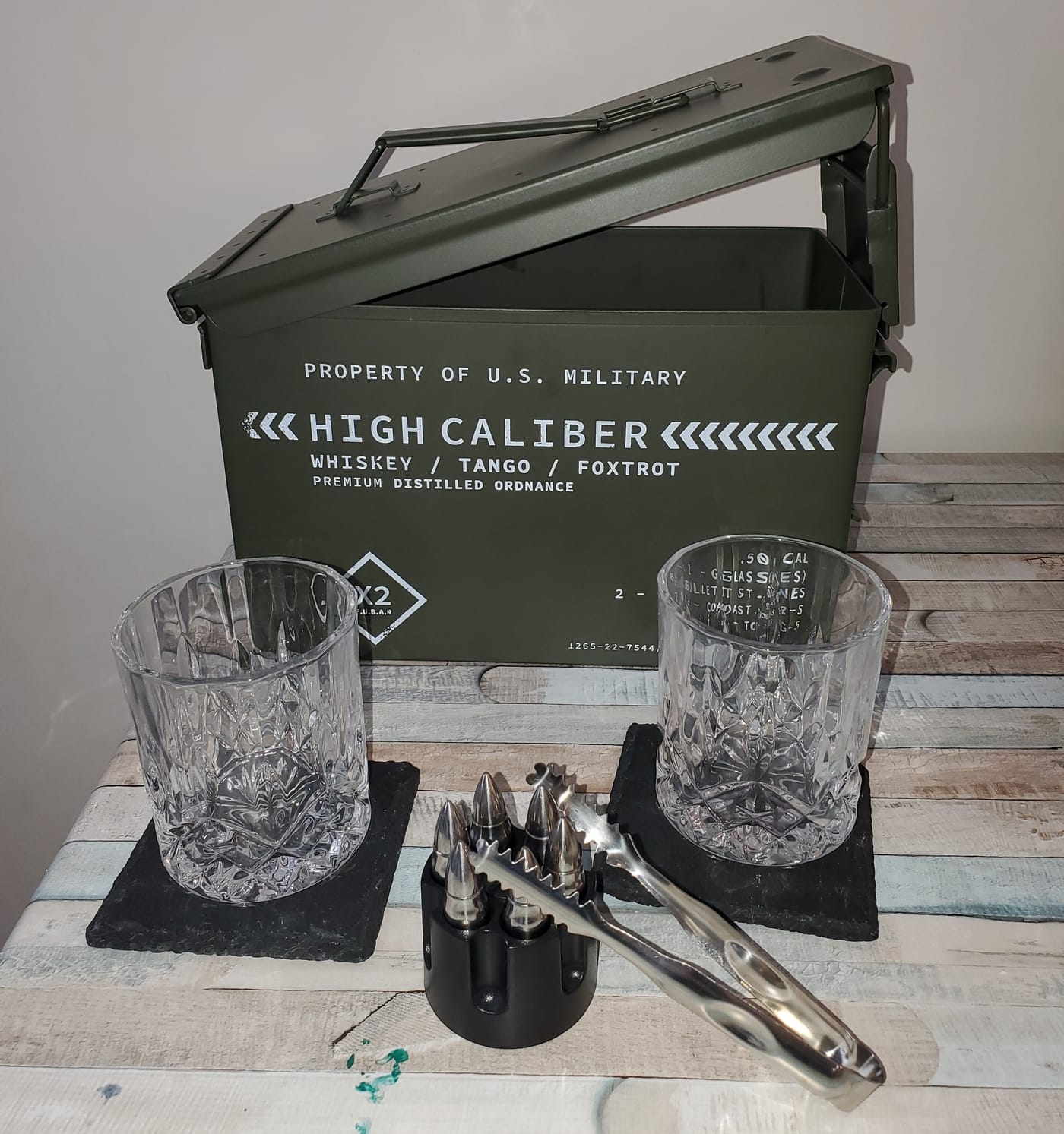 Titan LSO Whiskey Glasses and Stones in Unique Tactical Box Display | Bourbon Cocktail Cups, Coasters and Tongs | Gifts for Men | Glass Set customer photo 2