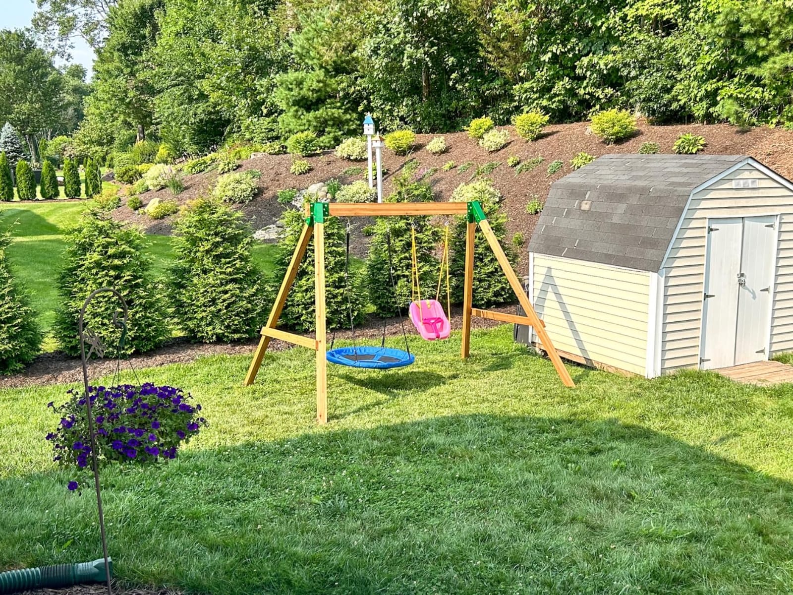 Backyard Discovery Durango Cedar Wood Swing Set Kit with Classic A-Frame, Two Belt Swings, Pinch-Free Ropes, Easy Assembly, Heavy-Duty, Lumber and Hardware Included, Outdoor Playset, Ages 3-10 customer photo 1