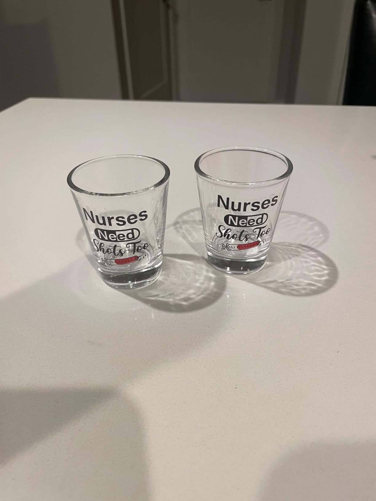 Patelai 2 Pcs Nurse Shot Glasses 2.36 X 1.97 Inch Nurse Theme 2 Oz | Funny Medical Gifts for Women, Humorous Shot Glass with Slogan, Nursing Graduation Party, Nurses Day Celebration customer photo 2