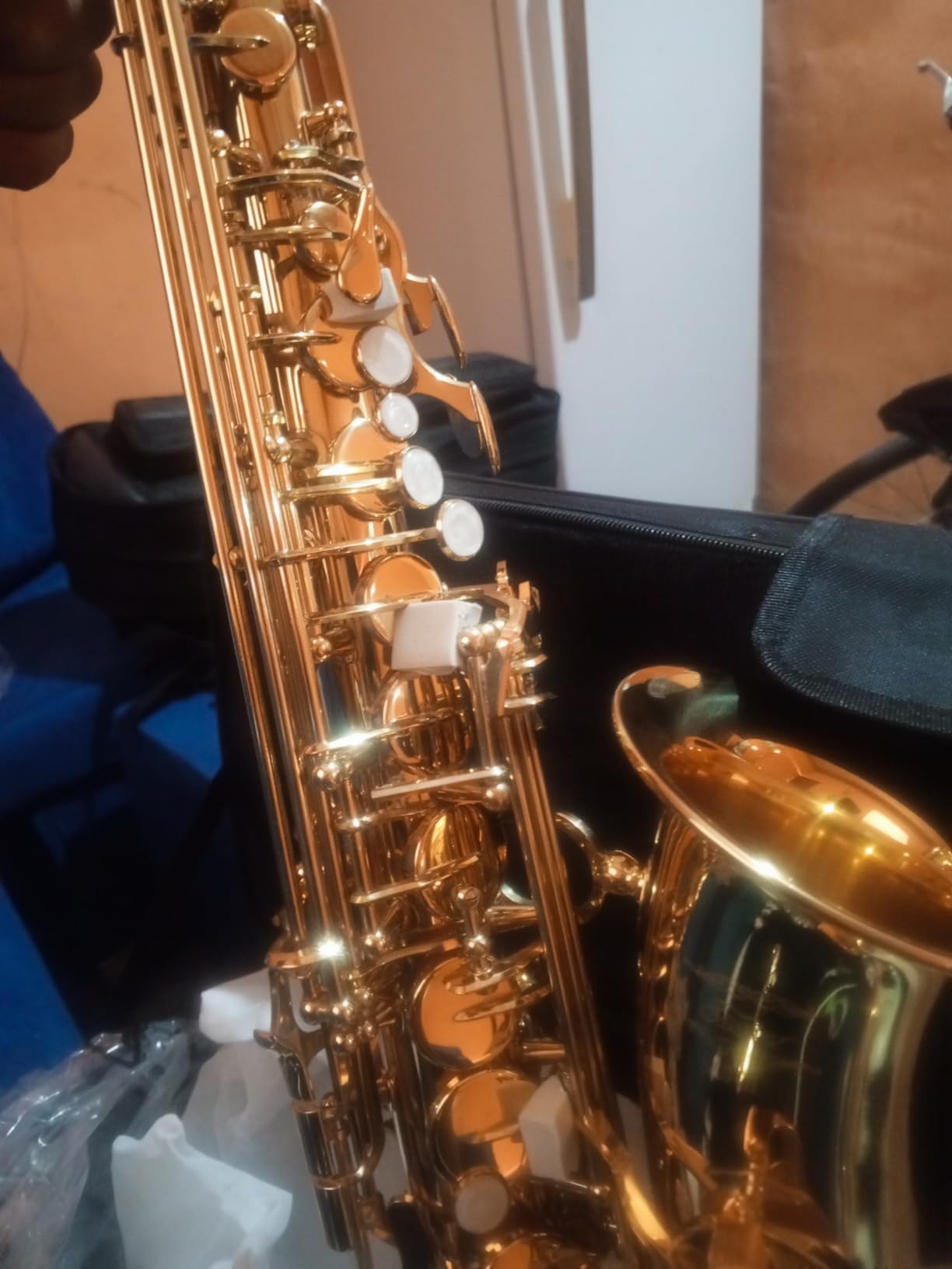 Eastar Professional Alto Saxophone Golden E Flat Eb with Cleaning Kit, Carrying Case, Mouthpiece, Neck Strap, Reeds, Stand, AS-Ⅲ customer photo 2