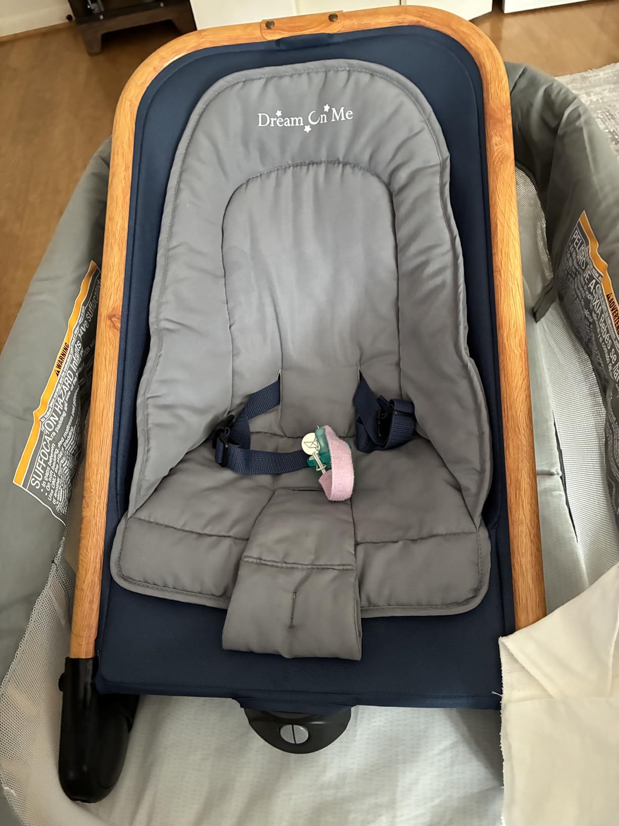 Dream On Me Rock On Me 2-in-1 Baby Rocker and Stationary Seat, Black/Grey | Adjustable Recline, 3-Point Harness, Detachable Toys, Music & Soothing Motion, Quick Compact Fold, 20 Lb Limit, Beechwood customer photo 2