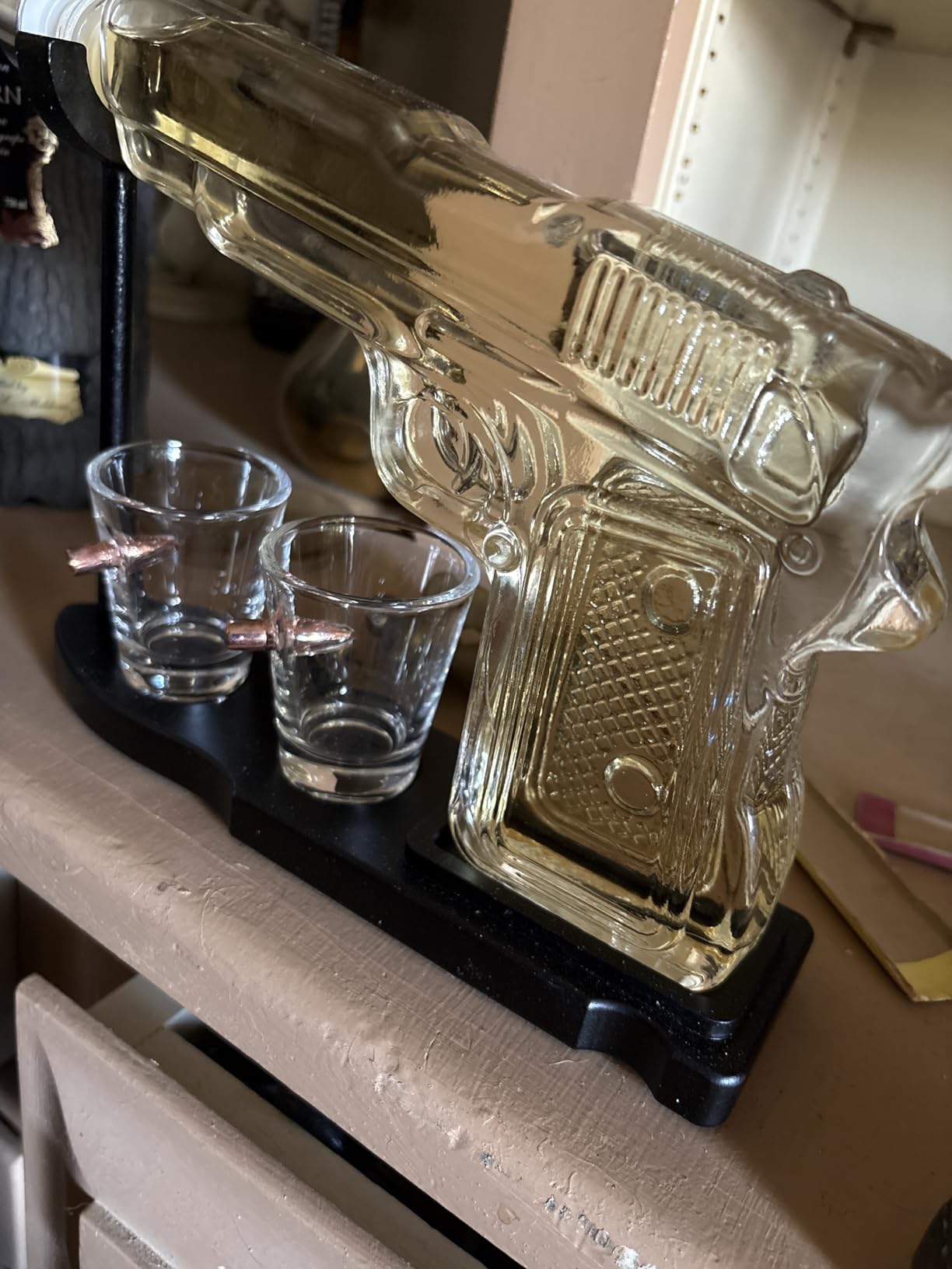Whiskey Gun Decanter Set + 2 Bullet Glasses - Birthday Pistol Gifts for Men, Boyfriends Who Have Everything, Whiskey Gifts for Dad, Father, Husband, Boyfriend & Military Enthusiasts, Liquor Dispenser customer photo 2