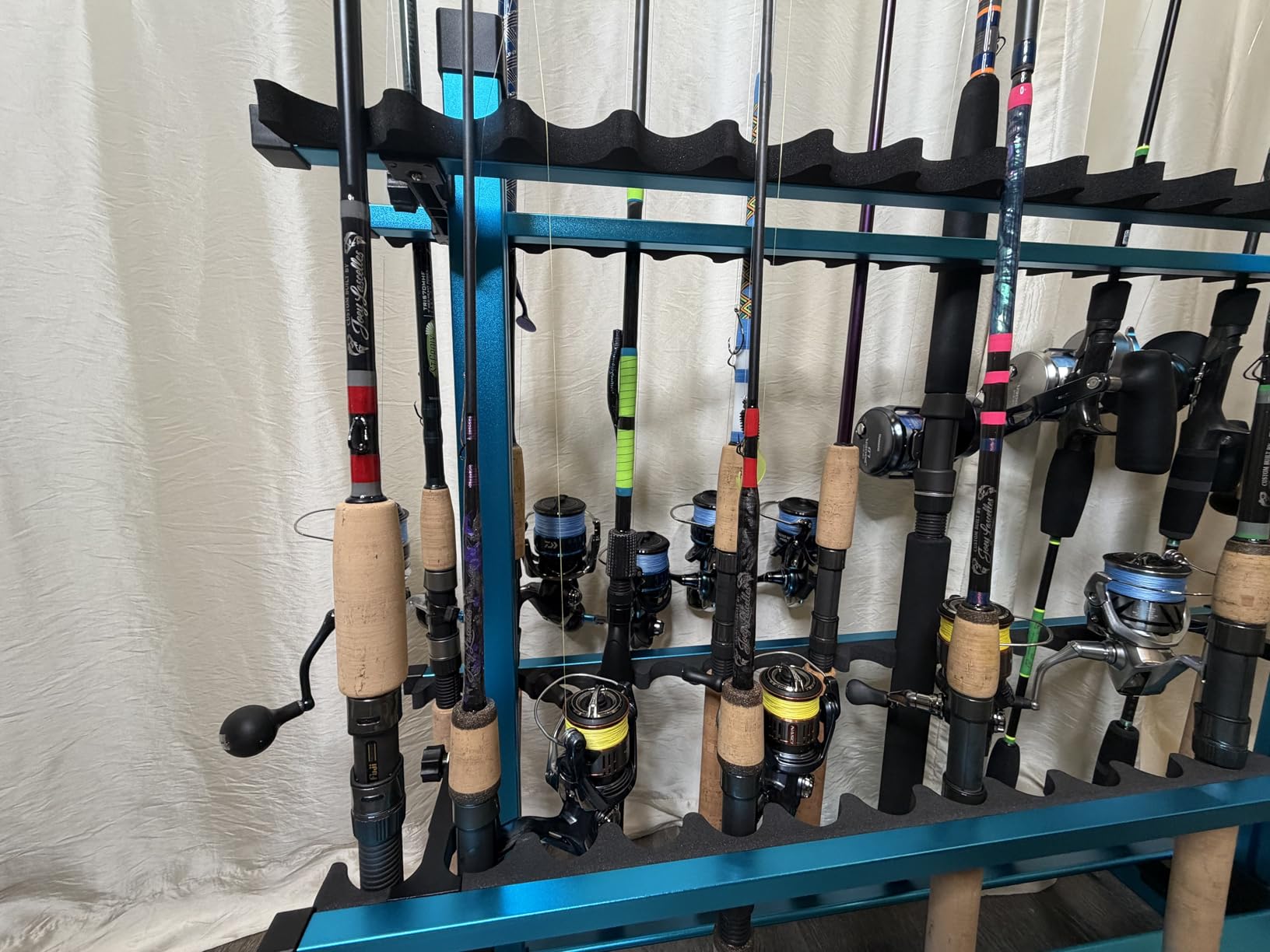 Savior Equipment Fishing Rod Rack Holder Organizer, 24-48 Slots to Hold Fresh Salt Water Spinning Rods & Reel Combo, Lightweight Aluminum Vertical Fish Pole Garage Storage Ground Display Stand customer photo 1