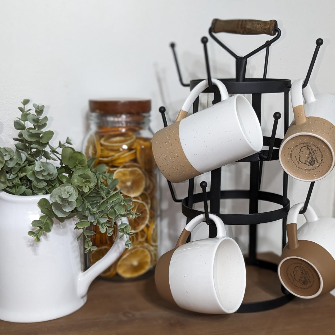 Mora Ceramic Large Latte Mug Set of 4, 16oz - Microwavable, Porcelain Coffee Cups With Big Handle - Modern, Boho, Unique Style For Any Kitchen. Microwave Safe Stoneware - Assorted Neutrals customer photo 1