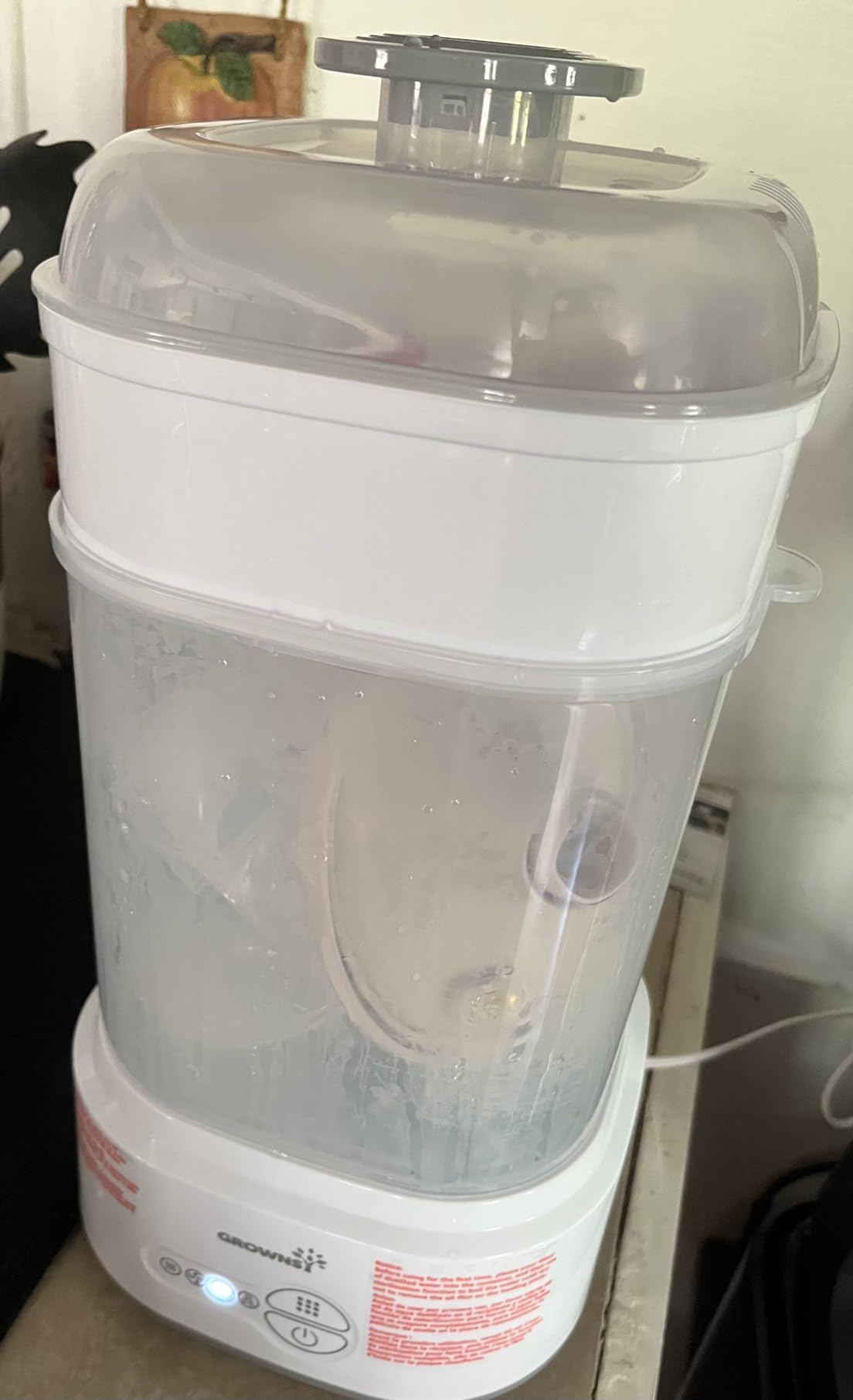 Grownsy Compact Baby Bottle Sterilizer and Dryer with Fast Sanitization | Time Saving, Holds 5 Bottles & Pump Parts, 3 Modular Modes, Easy Operation, Sterile Storage for Home & Travel Use, Grey customer photo 1