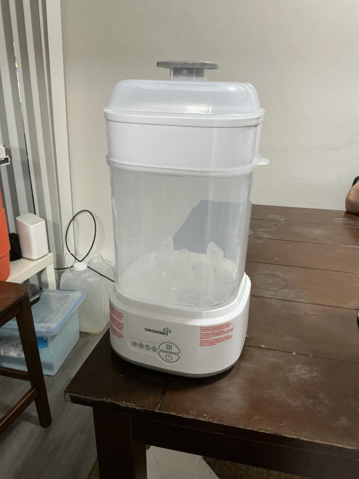 Grownsy Compact Baby Bottle Sterilizer and Dryer with Fast Sanitization | Time Saving, Holds 5 Bottles & Pump Parts, 3 Modular Modes, Easy Operation, Sterile Storage for Home & Travel Use, Grey customer photo 2