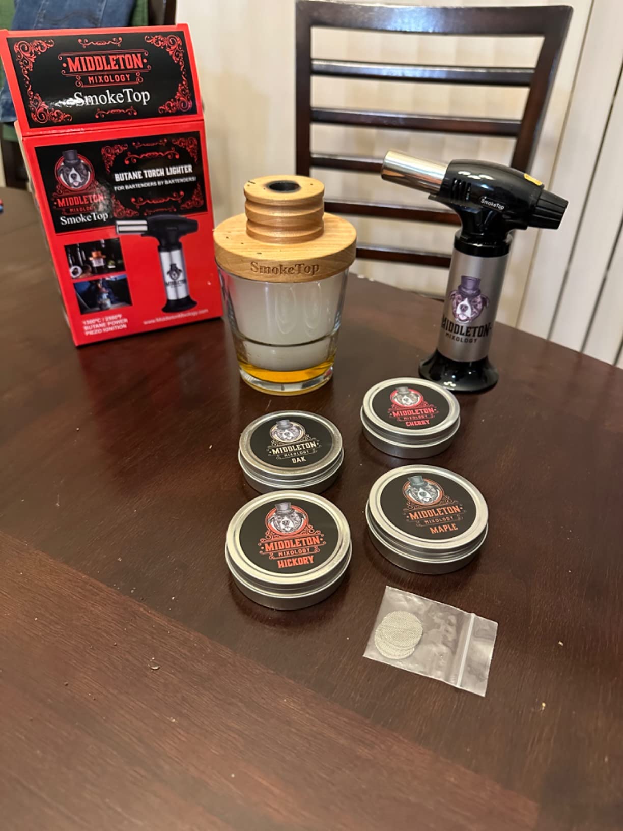 SmokeTop Cocktail Smoker Kit & Torch with 4 Flavor Wood Chips - Drink Smoker with Torch & Wood Chips (Cherry, Hickory, Maple, Oak) for Whiskey, Bourbon Old Fashioned - by Middleton Mixology customer photo 2