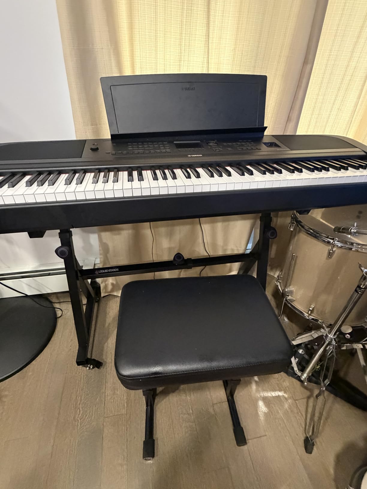 Liquid Stands Piano Bench Adjustable Stool - Music Keyboard Bench Seat for Piano Keyboard Stand with Black Padded Cushion for Musicians Piano Stool Chair (PU Leather) customer photo 1