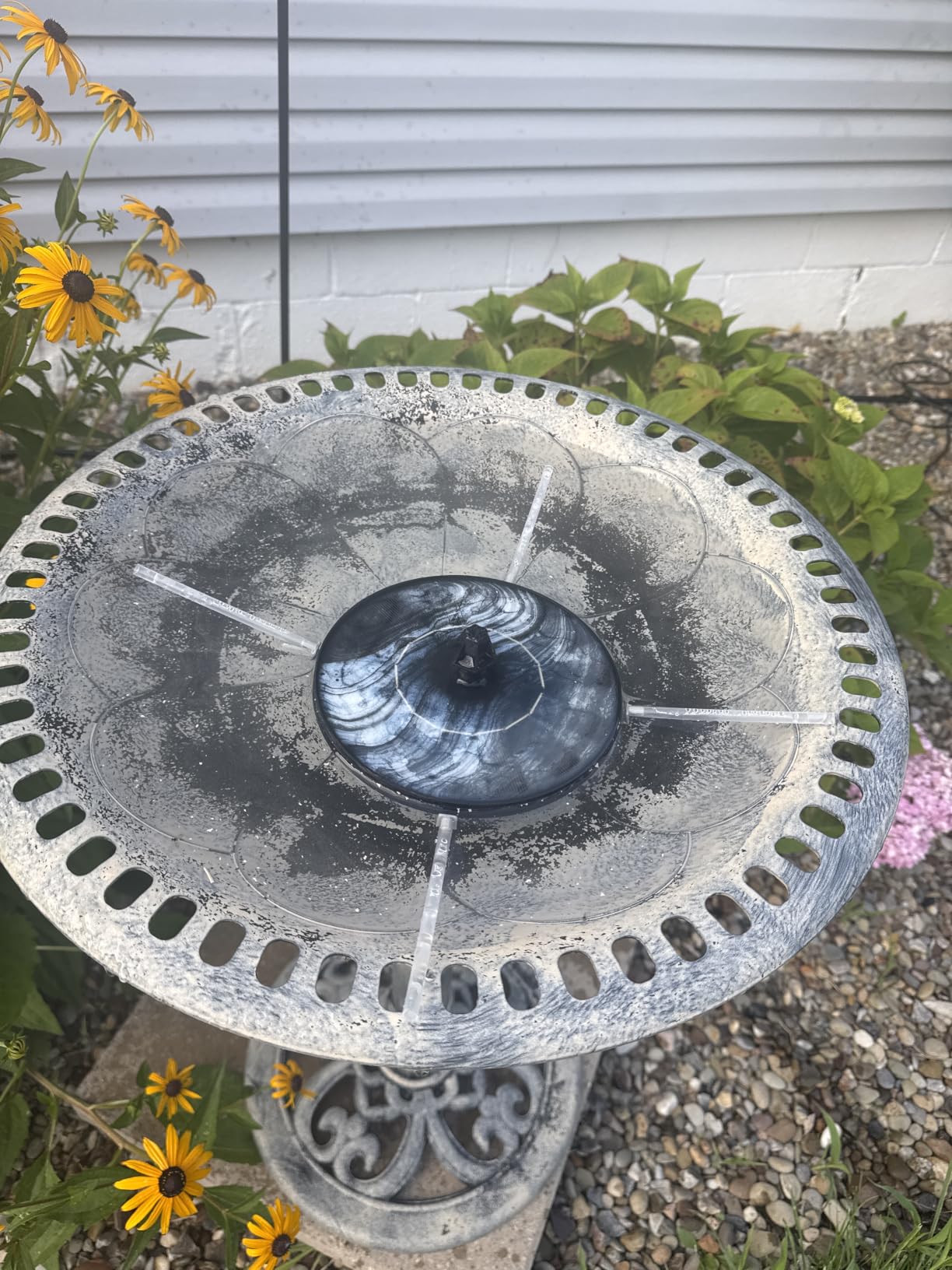 VIVOHOME Bird Bath with Solar Fountain for Outside, Pedestal, Blue | Solar-Powered Pump, Weather-Resistant Polyresin, 20-Inch Bowl, for Outdoor/Garden, Bird-Friendly, Easy to Clean customer photo 1