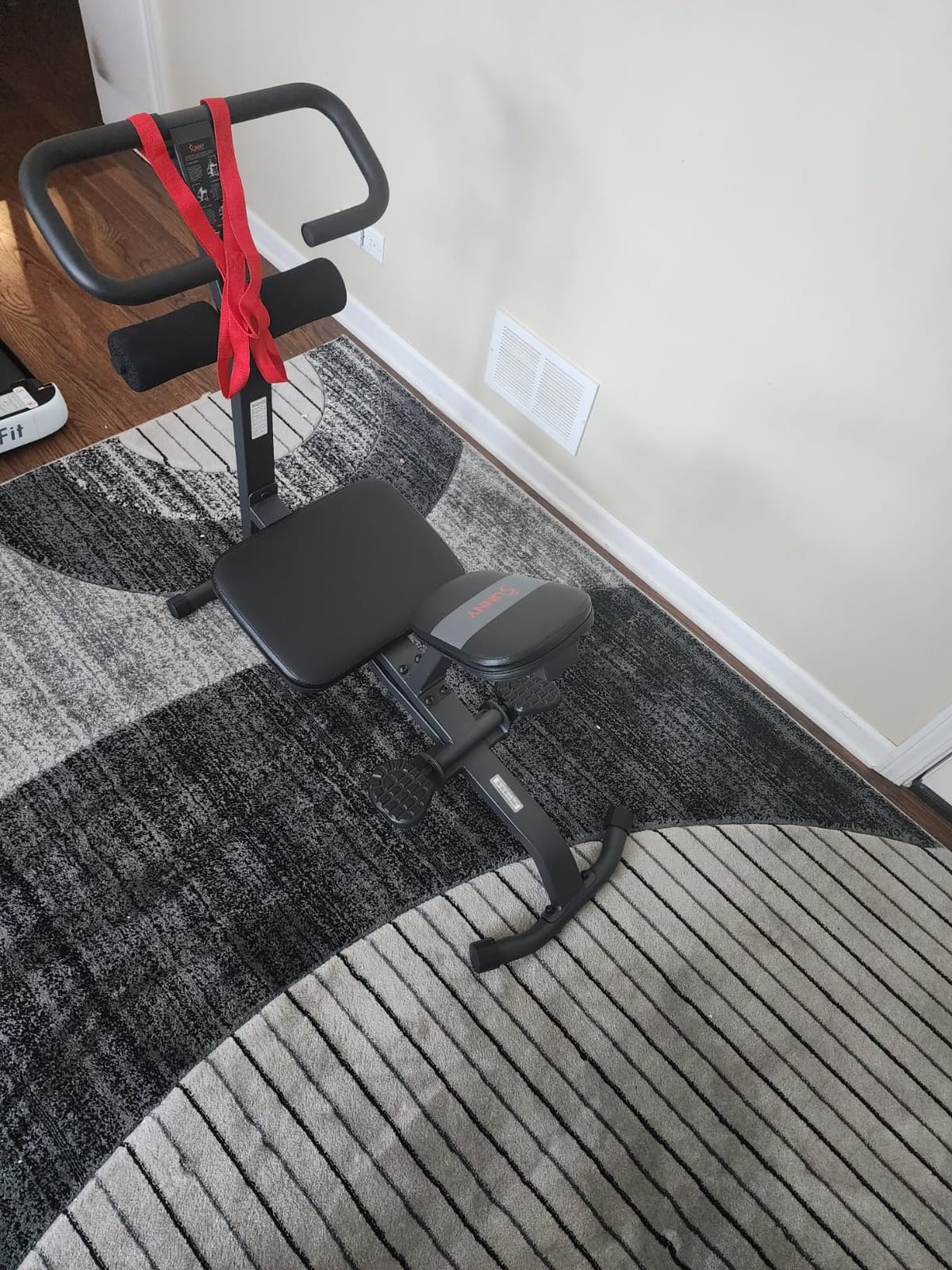 Sunny Health & Fitness Full Body Stretch Machine for Home Gym, Back Stretcher & Flexibility Trainer with Pivoting Seat, Foam Rollers, Safety Straps, Handlebar & SunnyFit App customer photo 2