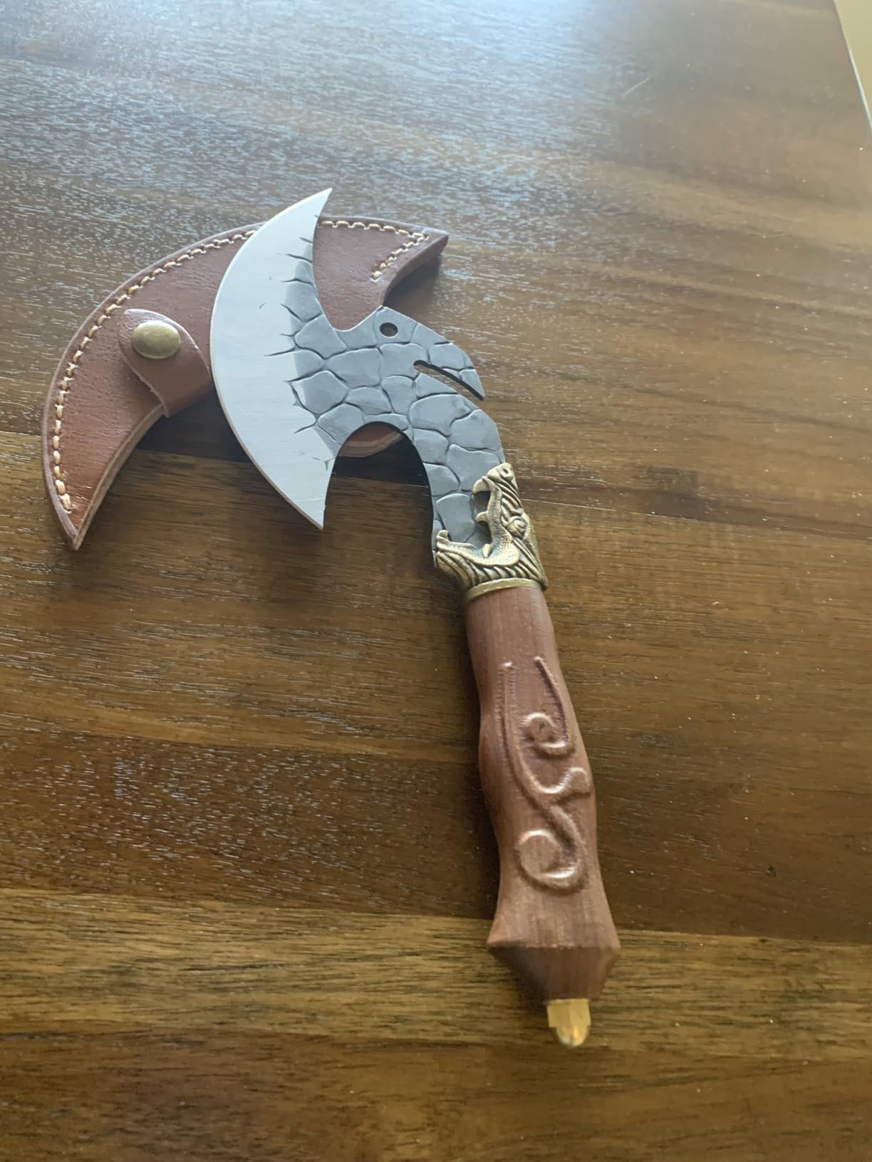 ROCOCO Viking Cleaver Knife Birthday - Kitchen Axe & Sheath Father Gift Men | Hand Forged High Carbon Steel Butcher Meat Cutting Boning Knife for Home Outdoor BBQ Camping Chirstmas Mother customer photo 2