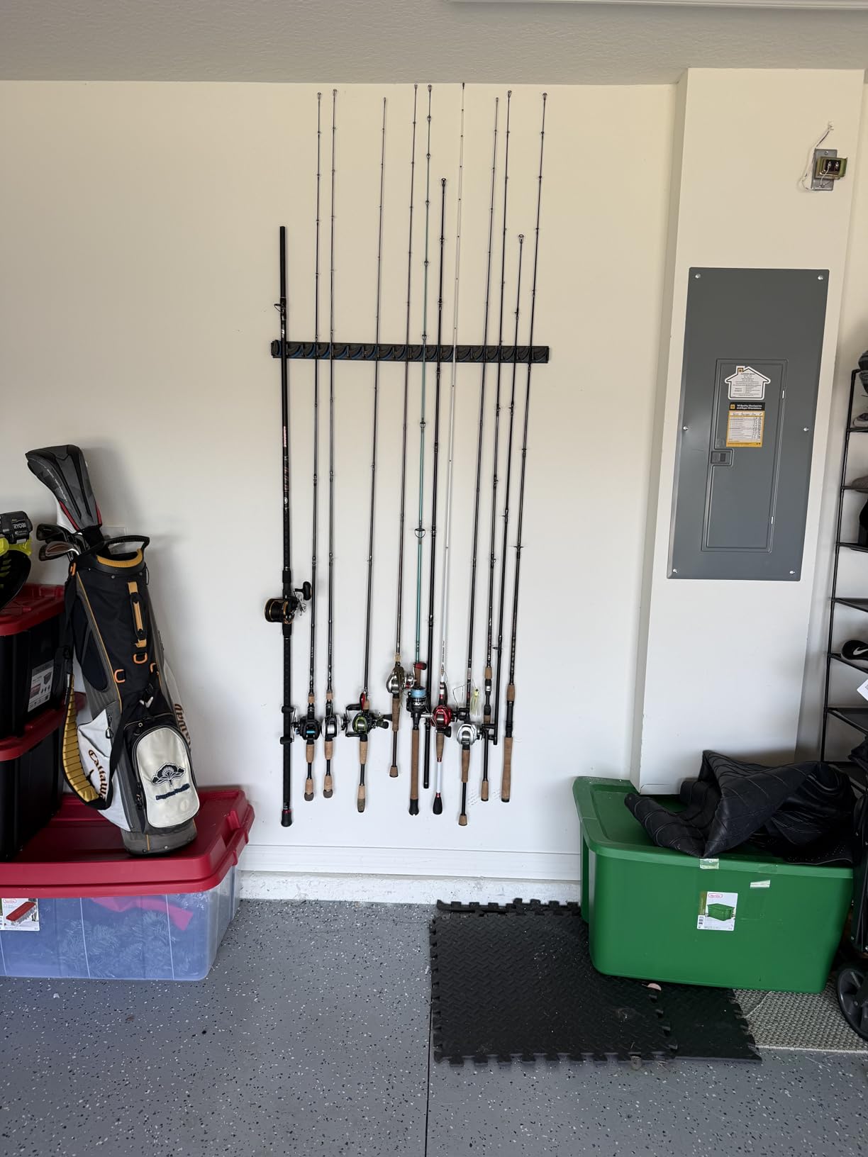 PLUSINNO V9 Vertical Fishing Rod Holder, Wall Mounted Fishing Rod Rack, Fishing Pole Holder Holds Up to 9 Rods or Combos, Fishing Rod Holders for Garage customer photo 2