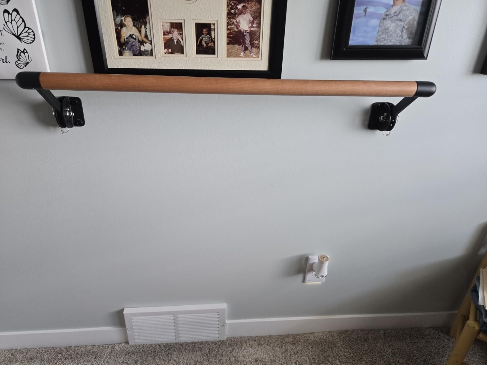 Kipika Wall Mounted Traditional Solid Wood Ballet Barre, Stretch/Dance Bar for Home Workout Dance Equipment, Durable Metal Support, Height Adjustment customer photo 2