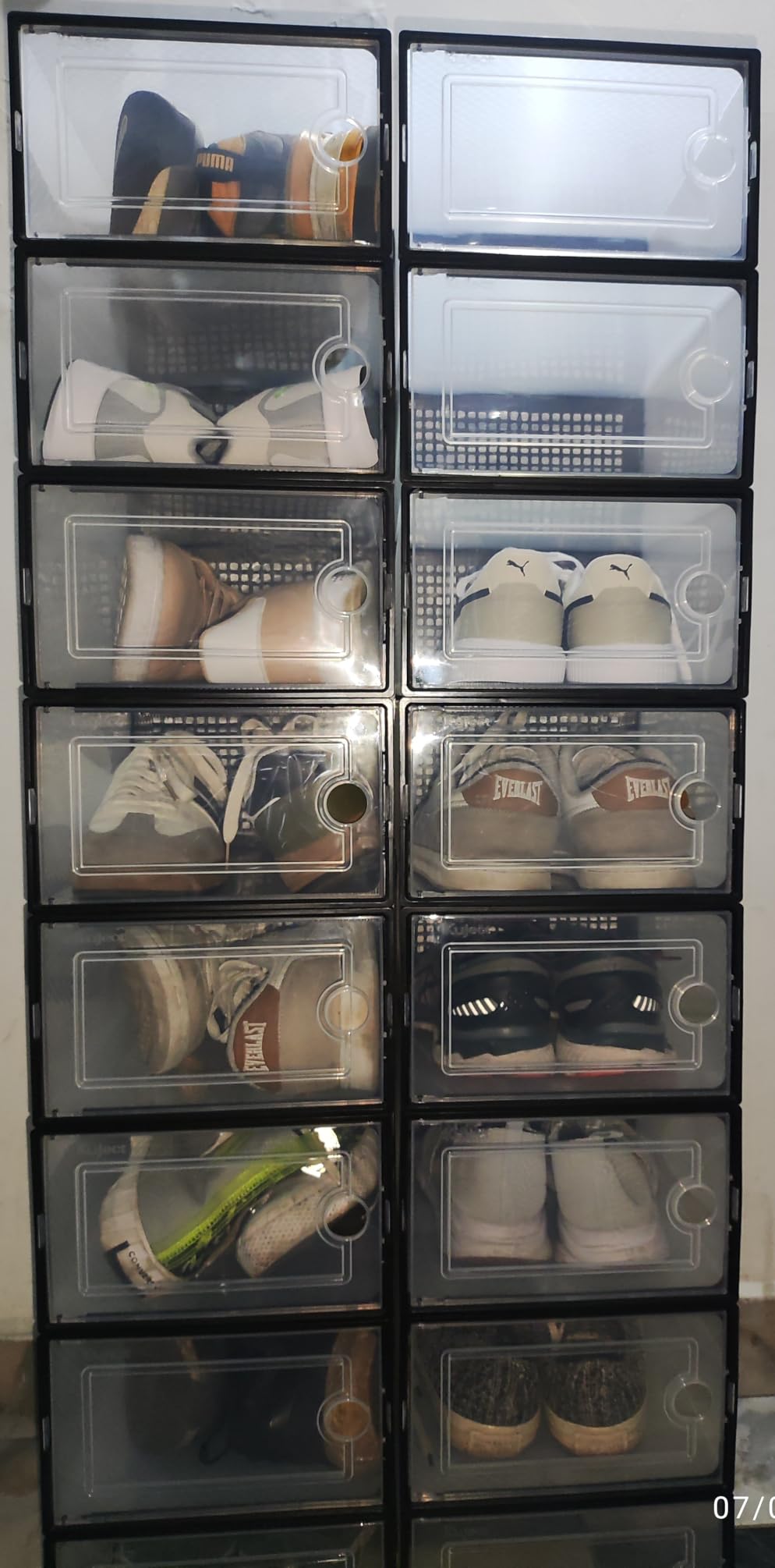 Kuject X-Large Shoe Storage Boxes 12 Pack, Clear Stackable Shoe Organizer | Drop-Front Space-Saving Shoe Cases for Closet, Entryway & Under-Bed Storage, Family Organizer, Black customer photo 1