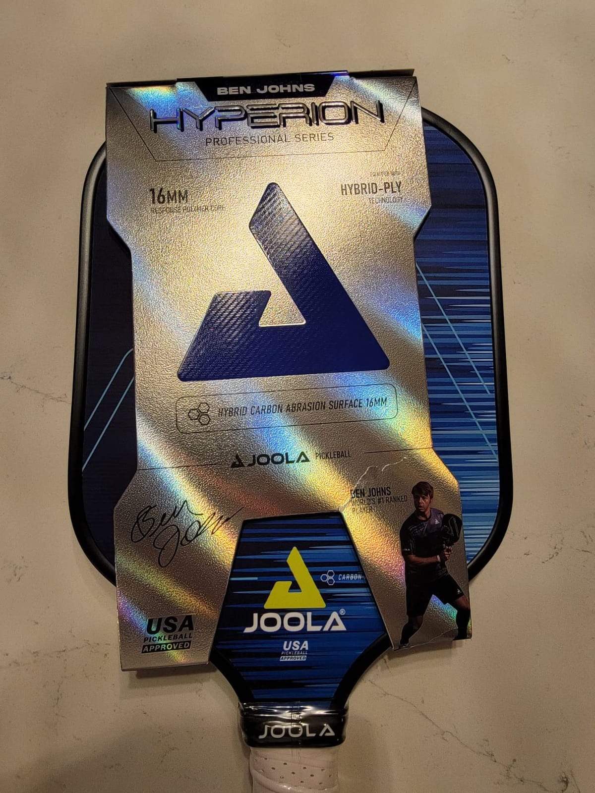 JOOLA Ben Johns Hyperion Pickleball Paddle - Select Raw Carbon Surface or Carbon Abrasion Surface for Increased Power and Spin - Elongated Grip Handle - Carbon Fiber Pickleball Paddle - USAP Approved customer photo 2