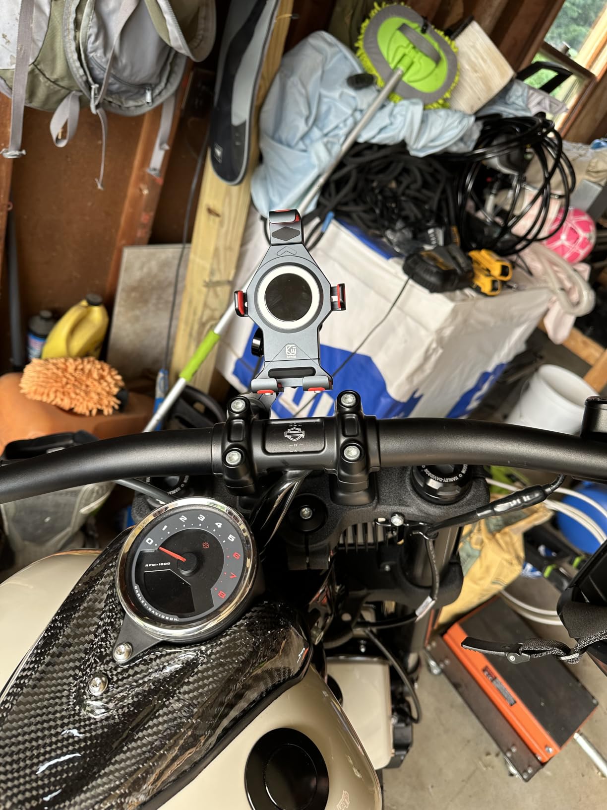 BRCOVAN Anti-Theft Aluminum Alloy Motorcycle Phone Mount Holder | with Vibration Dampener & Secure Lock, Adjustable Handlebar Cellphone Cradle for Bike Scooter ATV, Fit 4.7-7.2'' Smartphone customer photo 2