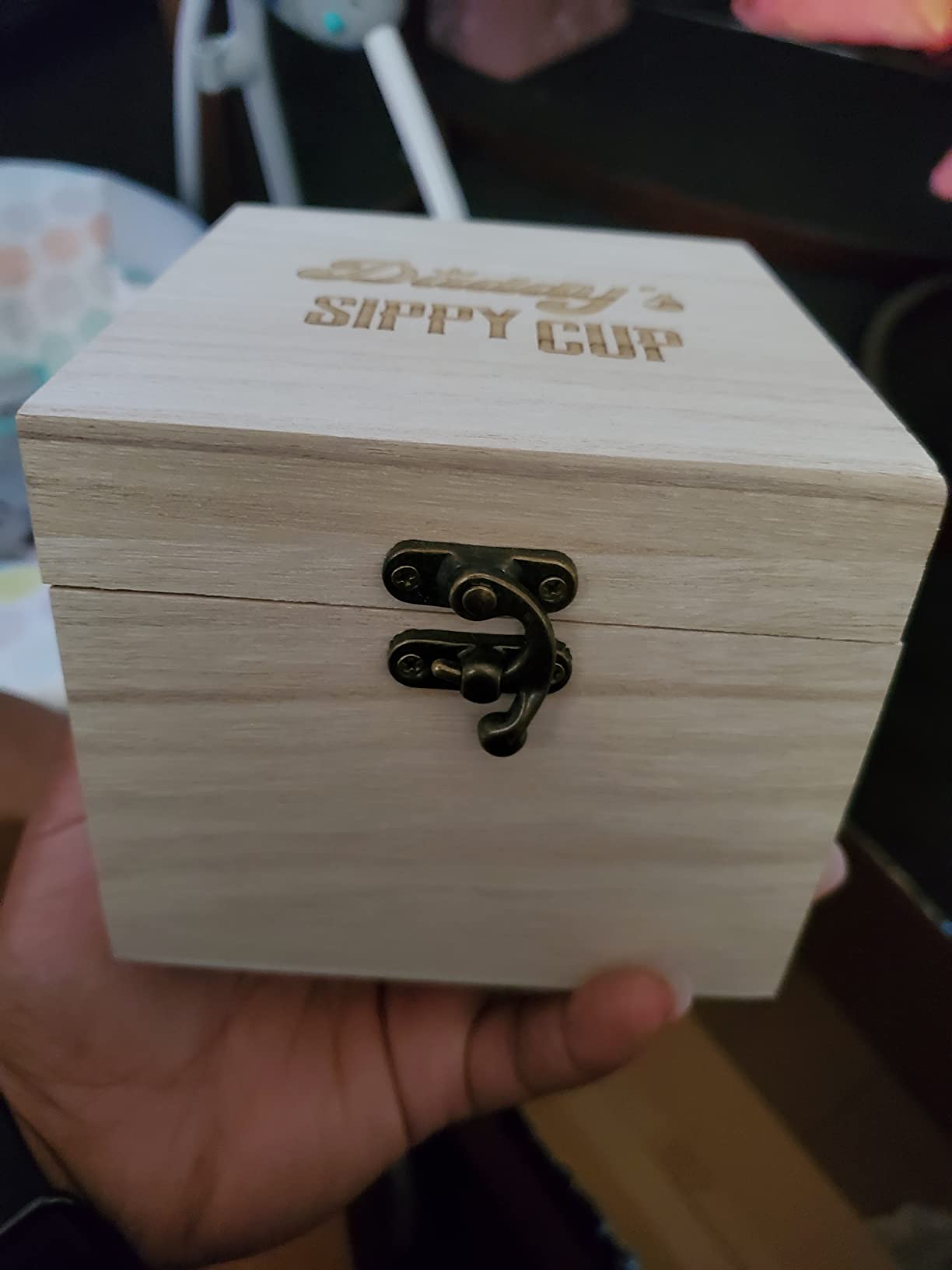 LIGHTEN LIFE Daddy's Sippy Cup Whiskey Glass 12 oz, Unique Dad Gift in Valued Wooden Box, Funny Gag Gift for New Dad customer photo 2