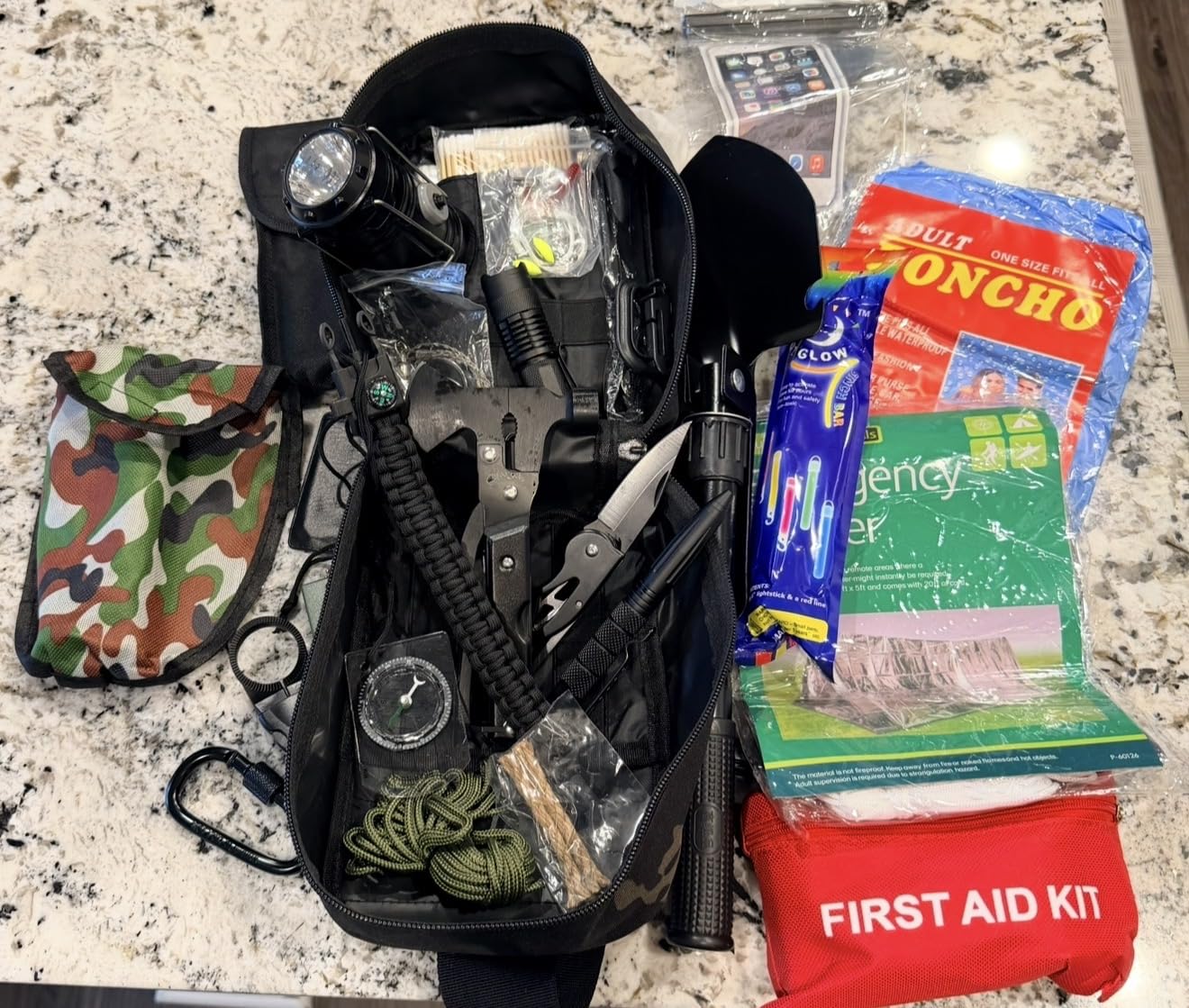 Survival Kit, 250Pcs Survival Gear First Aid Kit with Molle System Compatible Bag and Emergency Tent, Emergency Kit for Earthquake, Outdoor Adventure, Hiking, Hunting, Gifts for Men Women customer photo 1
