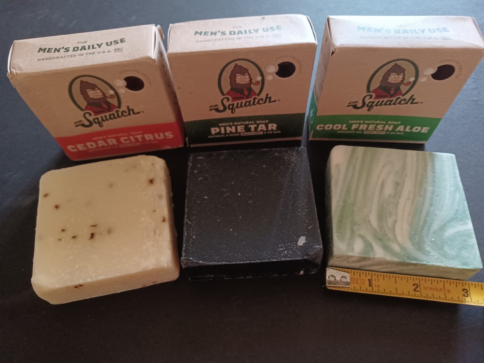 Dr. Squatch Natural Men's Bar Soap - Cold Process Body Soap Bar with Natural Oils - Gifts for Men - Birchwood Breeze, Fresh Falls & Wood Barrel Bourbon (5 oz, 3-Pack) customer photo 2