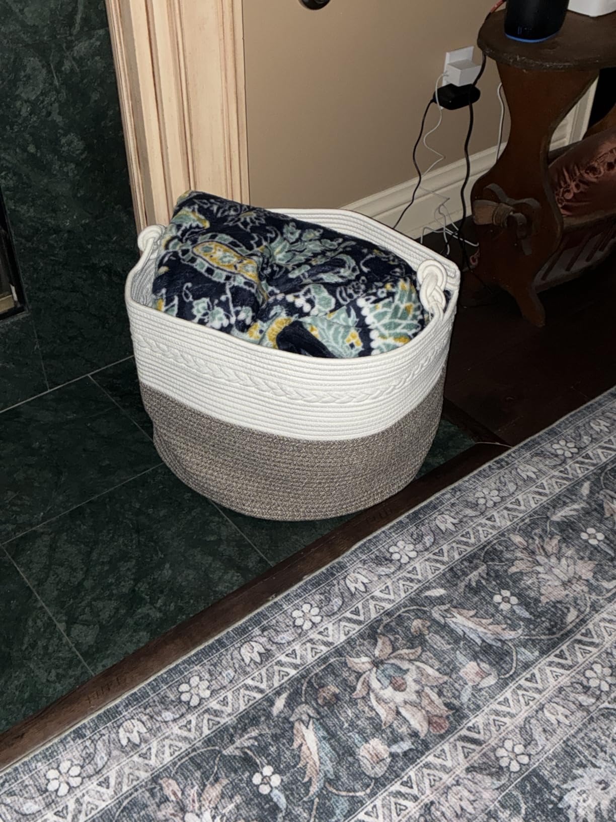 KAKAMAY Large Blanket Basket with Handles, Storage Basket for Living Room customer photo 1