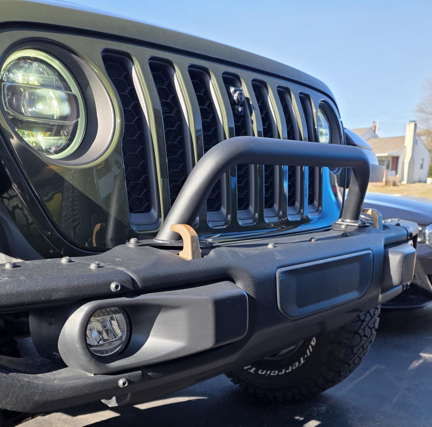 RockTrix Front Brush Guard 5.8in Tall Fits Jeep Wrangler JL Gladiator JT | Black Steel Bar Grille Guard for Rubicon Steel Bumper. Clears Winch. Fits 2018+ JL & 2019+ JT. Replaces 82215351. customer photo 1