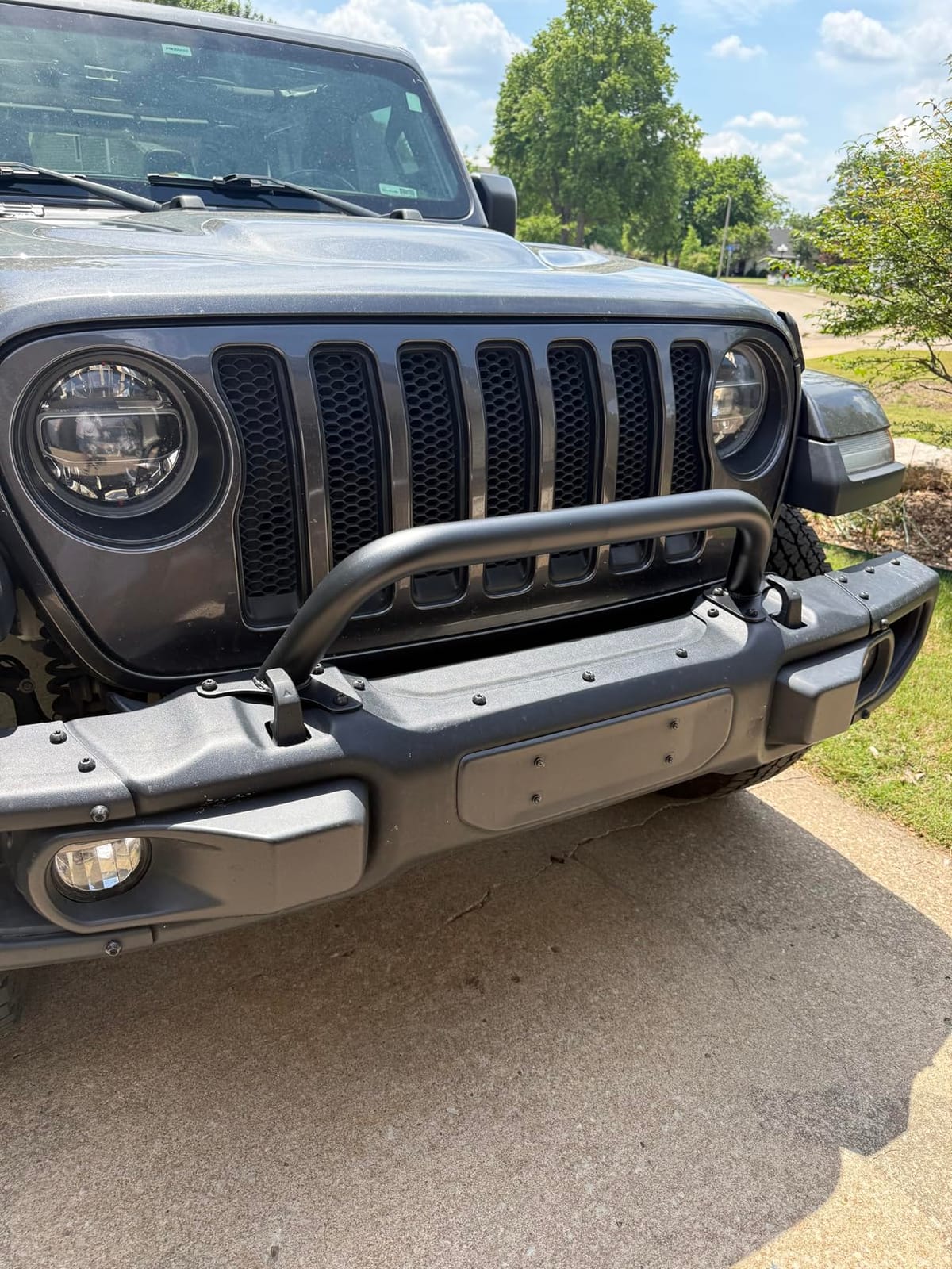 RockTrix Front Brush Guard 5.8in Tall Fits Jeep Wrangler JL Gladiator JT | Black Steel Bar Grille Guard for Rubicon Steel Bumper. Clears Winch. Fits 2018+ JL & 2019+ JT. Replaces 82215351. customer photo 2