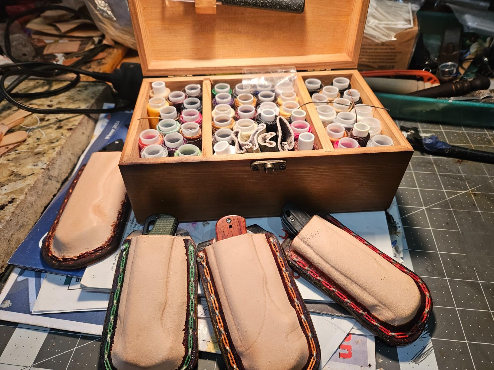 BUTUZE Leather Working Tools, Practical Leather Craft Kit with Waxed Thread Groover Awl Stitching Punch Hole for Leathercraft Beginner or Adults Gifts customer photo 1