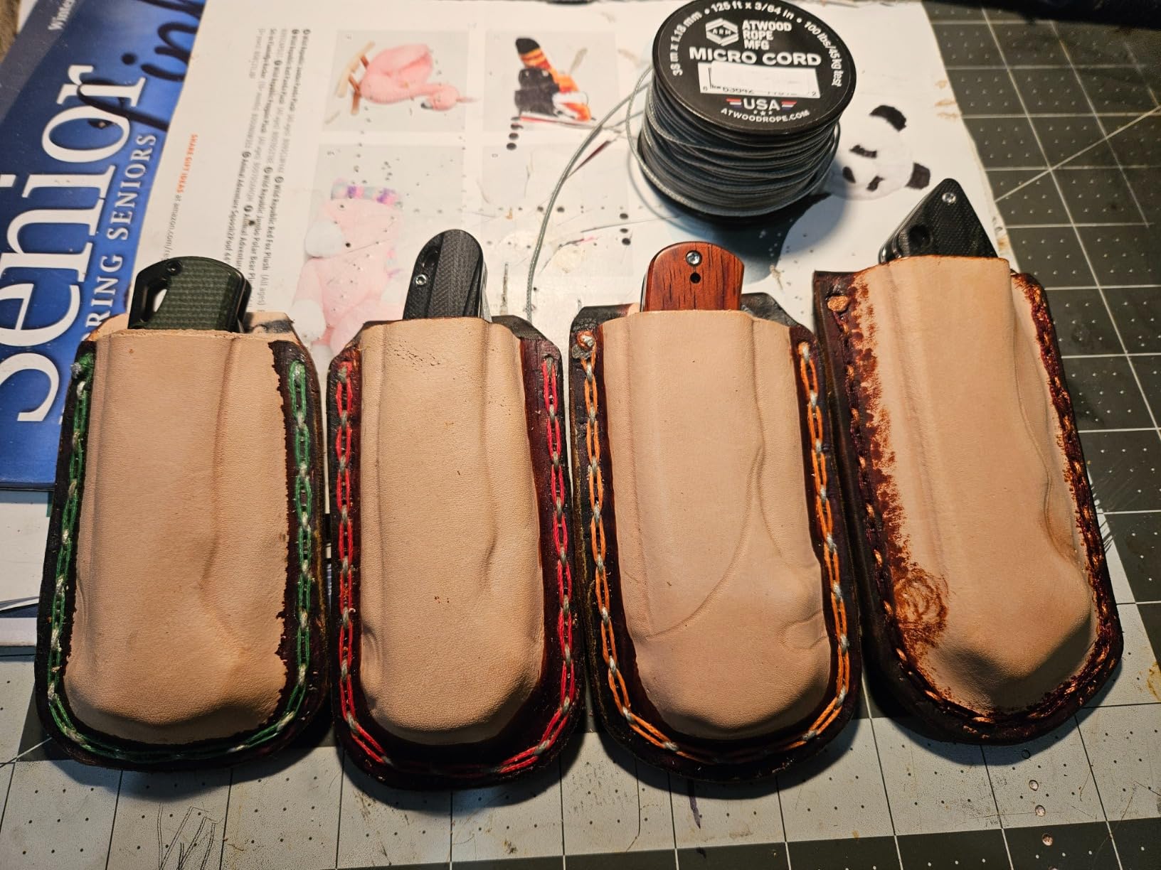 BUTUZE Leather Working Tools, Practical Leather Craft Kit with Waxed Thread Groover Awl Stitching Punch Hole for Leathercraft Beginner or Adults Gifts customer photo 2