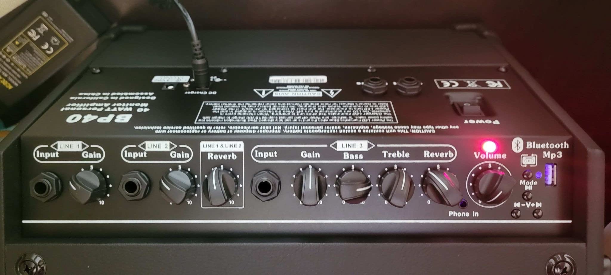 Coolmusic Portable Acoustic Guitar Amplifier, for Performers On The Go, Built-in Bluetooth (40W Battery-Powered) customer photo 2