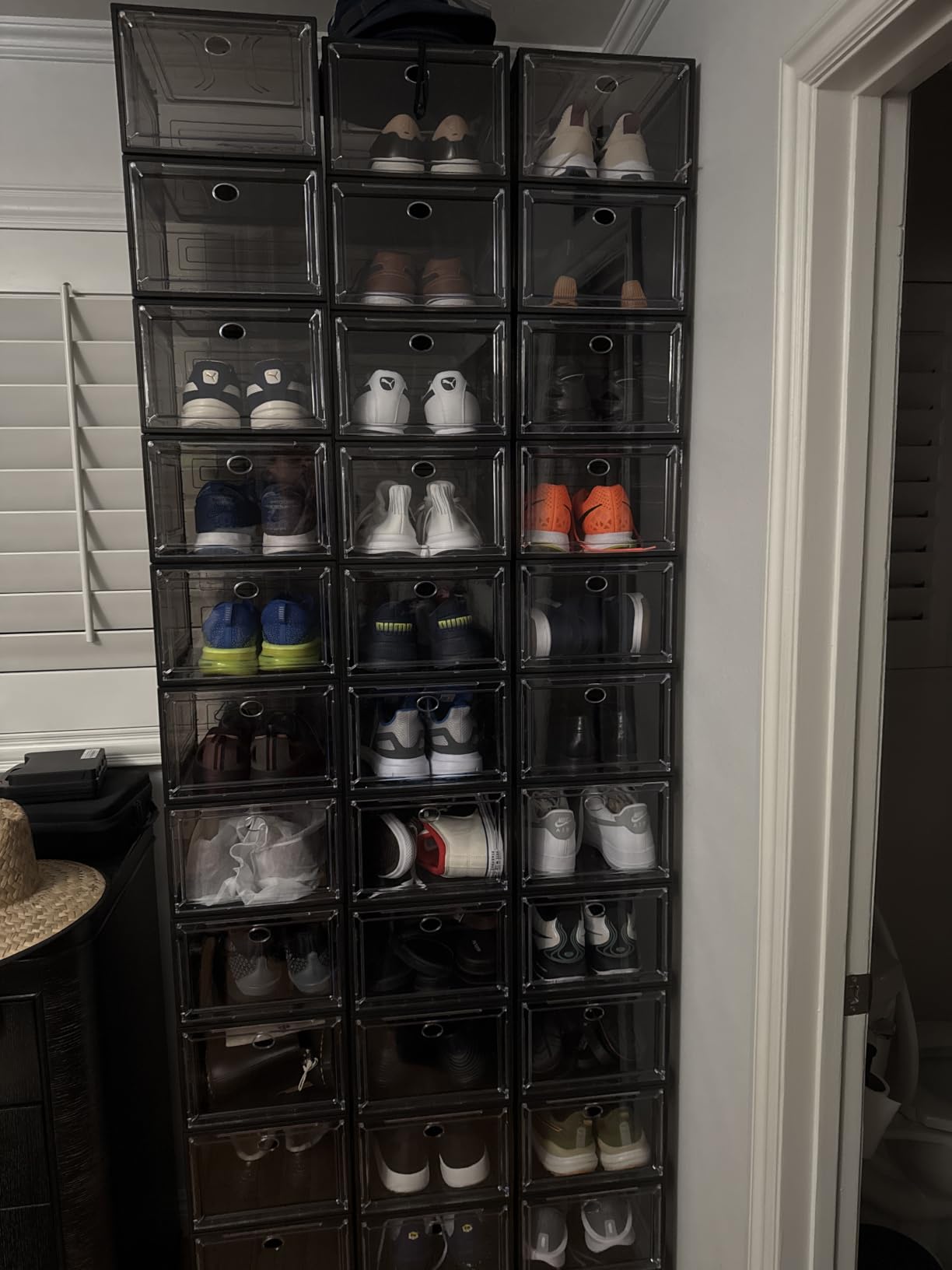 Sturdy Clear Shoe Organizer with Magnetic Door, Stackable Shoe Storage Box | Thick Plastic Shoe Storage for Sneakers & Boots, Collapsible Closet Shoe Rack and Clear Shoe Box, 6 Pack White customer photo 2