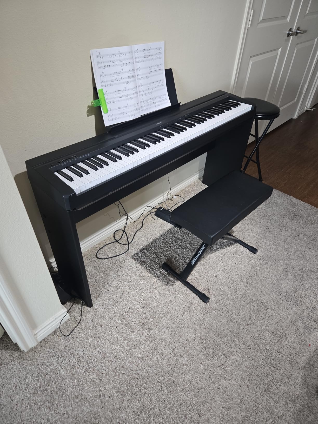 L85 Keyboard Stand for Adult Compatible for Yamaha P71//P45/P-125/P-128/P35 Keyboard, Wooden, Black customer photo 2