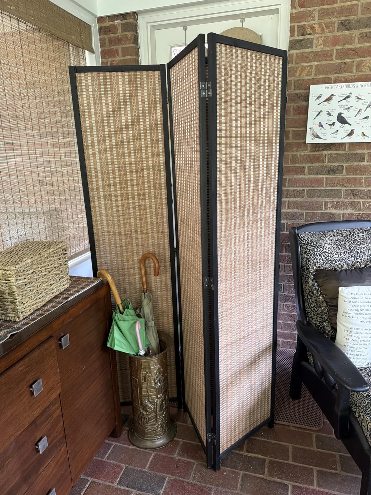 Furnnylane 6 Panel Bamboo Room Divider - 5.6 ft Tall Folding Privacy Screen for Room Separation, Natural Brown Freestanding Partition Wall for Home Office (67