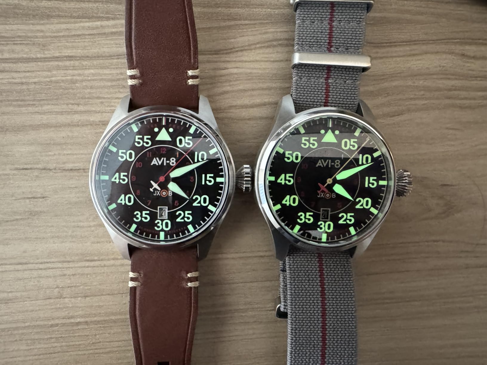 AVI-8 Hawker Hurricane Men's Pilot Watch - Japan Automatic Movement, 3 Hands & Date, 46mm Stainless Steel Case, Leather Strap, AV-4097 - Clowes customer photo 1
