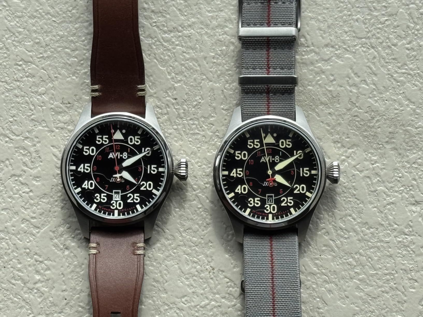 AVI-8 Hawker Hurricane Men's Pilot Watch - Japan Automatic Movement, 3 Hands & Date, 46mm Stainless Steel Case, Leather Strap, AV-4097 - Clowes customer photo 2
