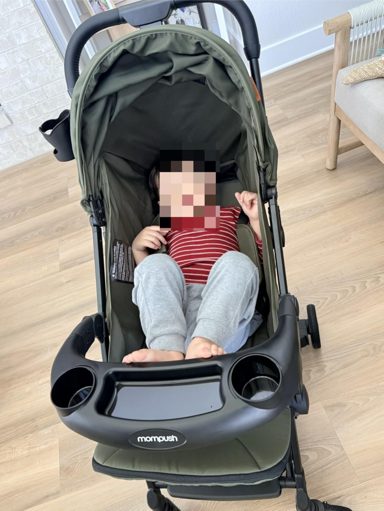 Mompush Lithe V2 Lightweight Travel Stroller Snack Tray Included, Khaki customer photo 1